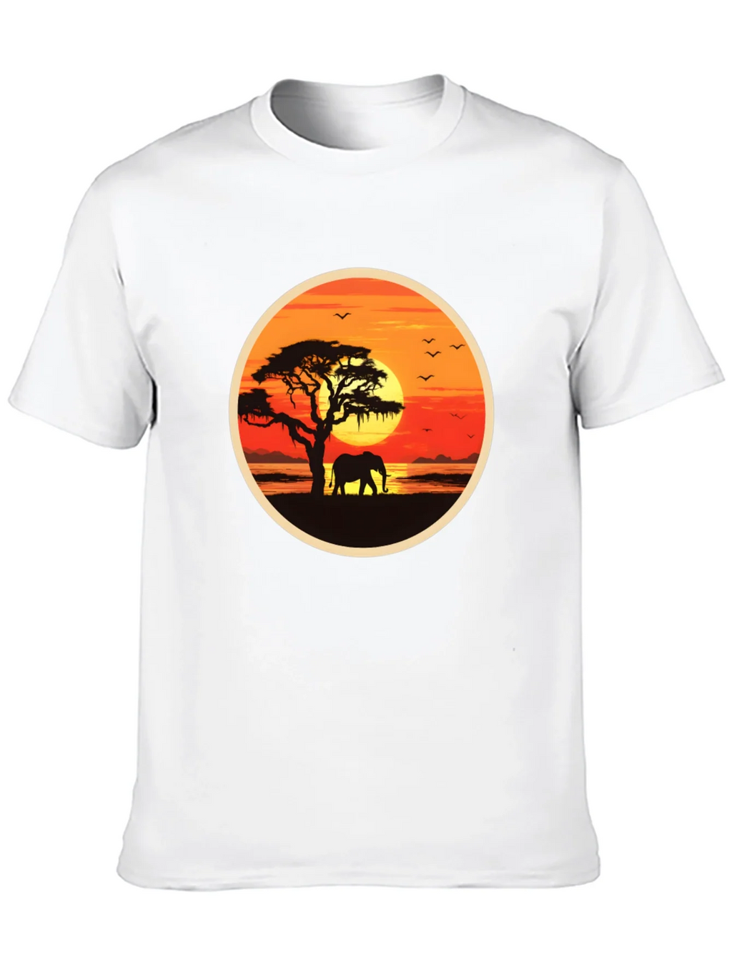 African Sunset Elephant Graphic Tee - Black