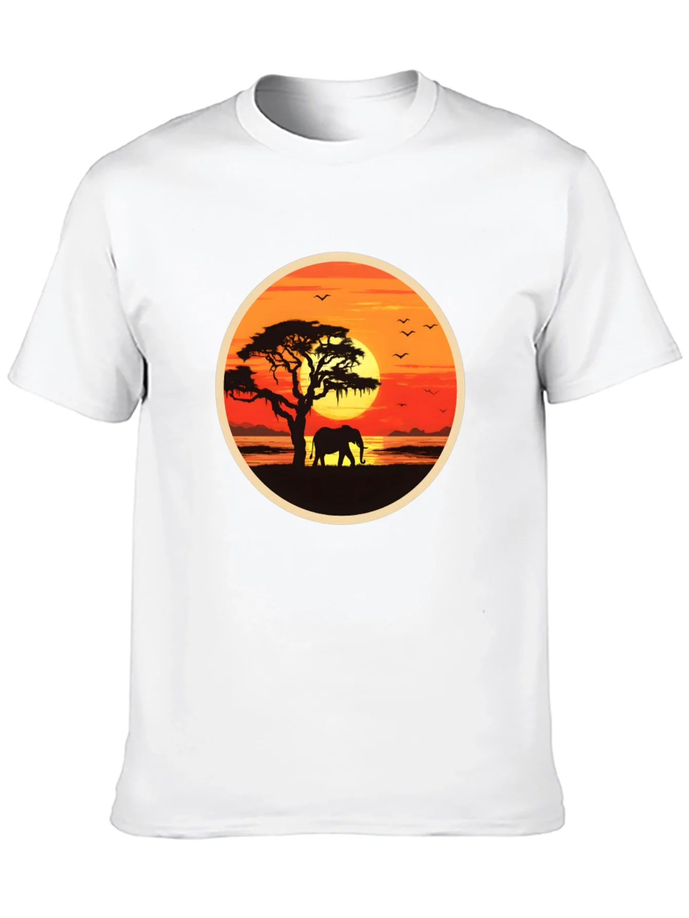 African Sunset Elephant Graphic Tee - Black