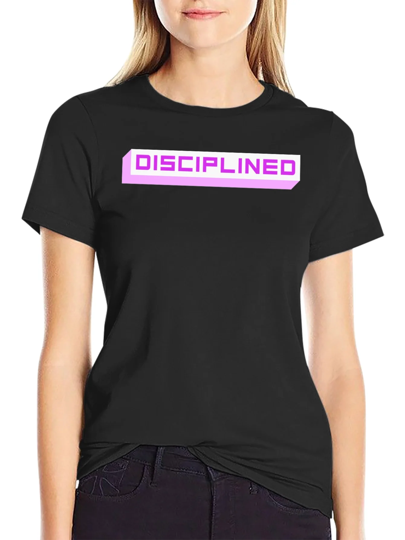 Disciplined Graphic Tee - Black Cotton Blend Casual T-Shirt
