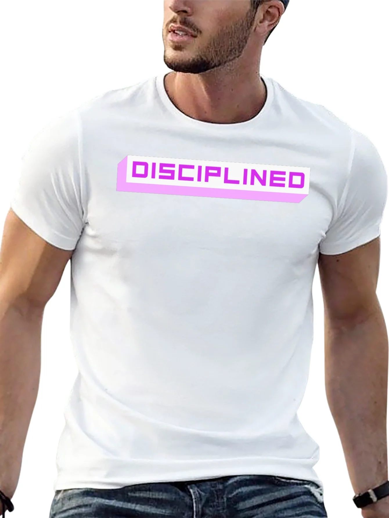 Disciplined Graphic Tee - Black Cotton Blend Casual T-Shirt
