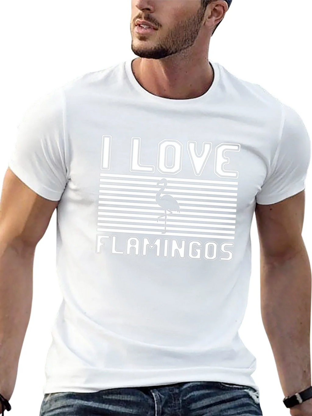I Love Flamingos Graphic Tee Shirt