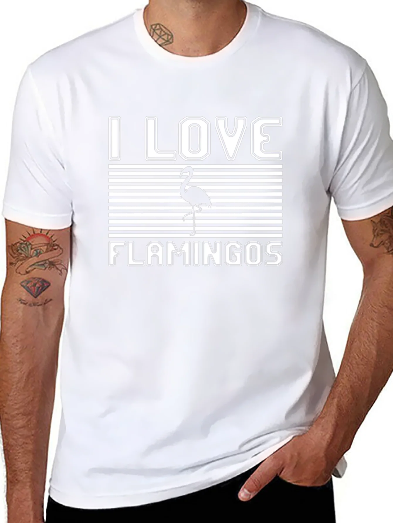 I Love Flamingos Graphic Tee Shirt
