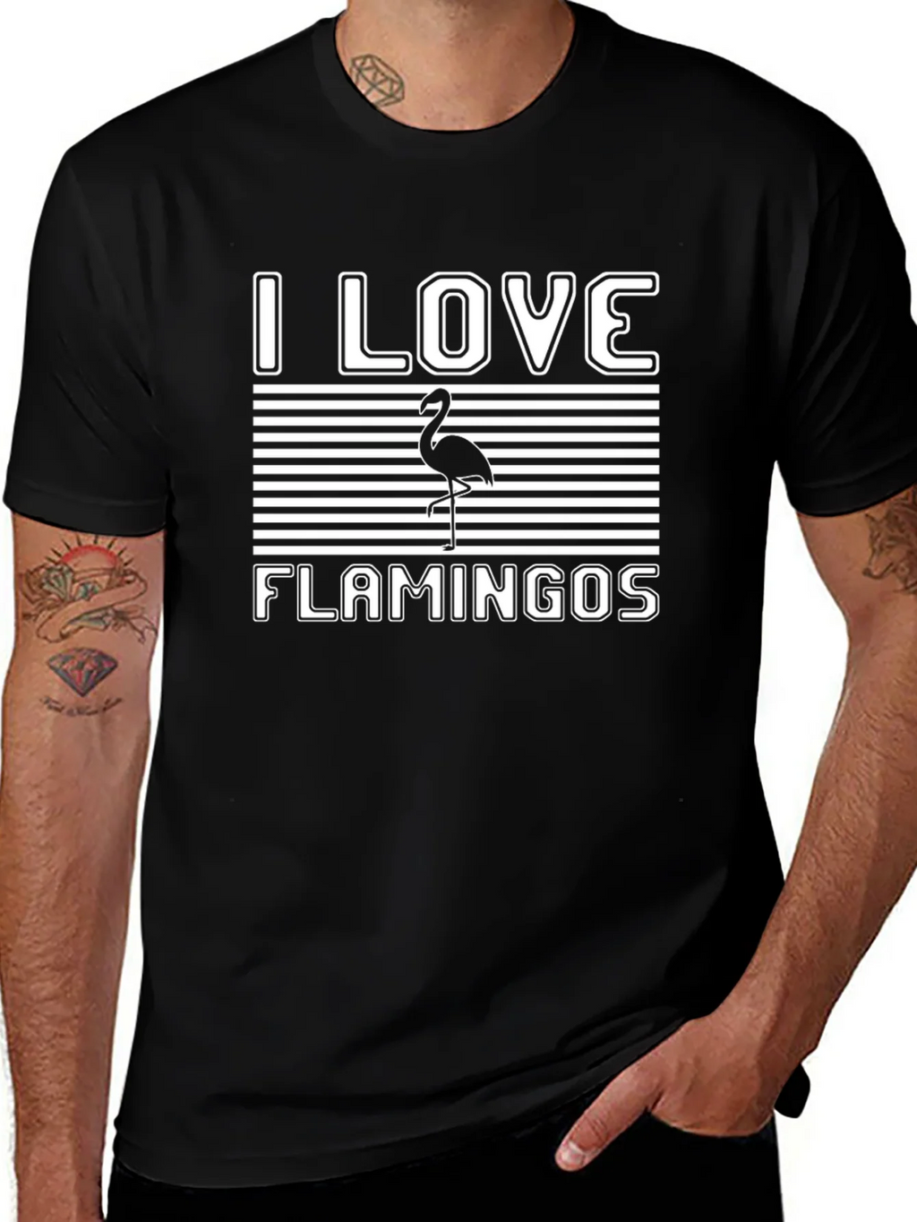 I Love Flamingos Graphic Tee Shirt