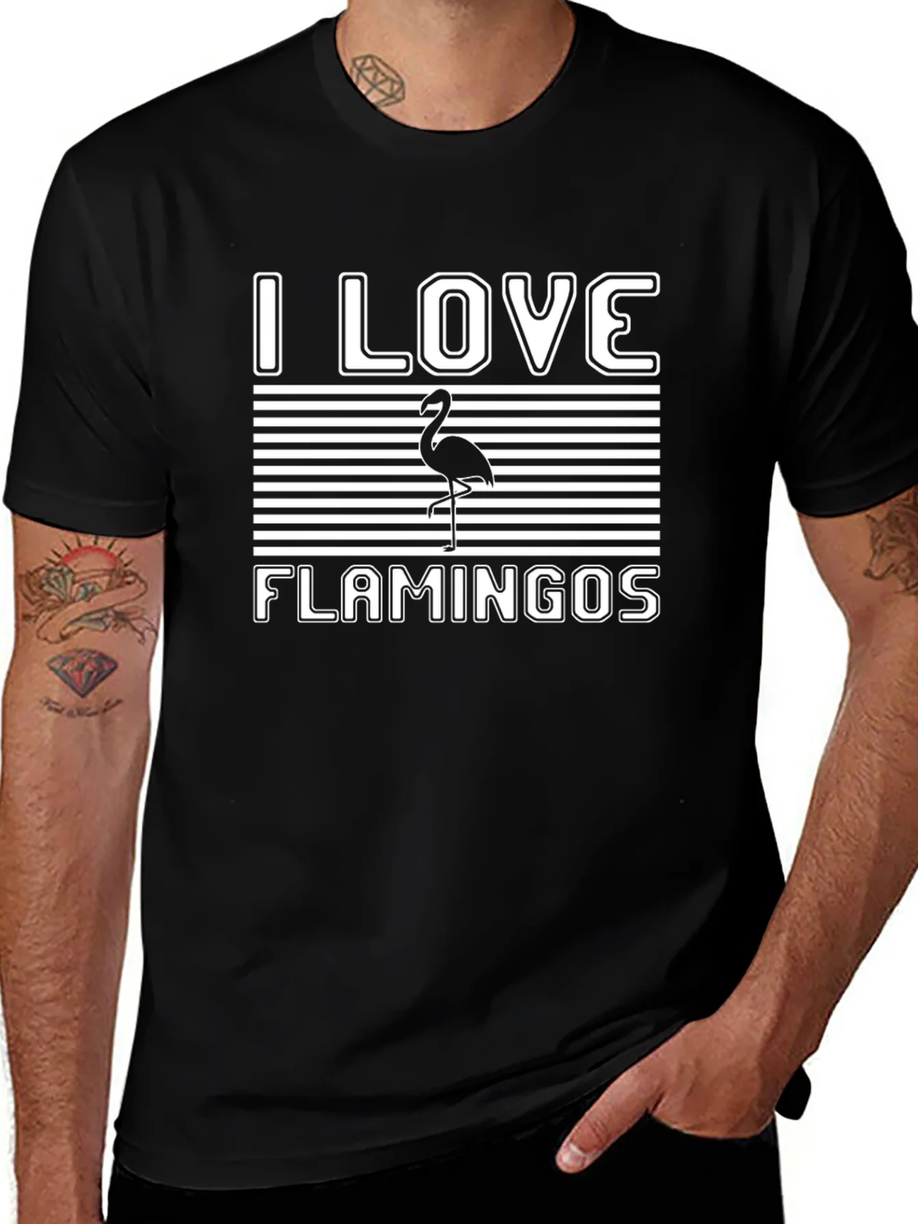 I Love Flamingos Graphic Tee Shirt