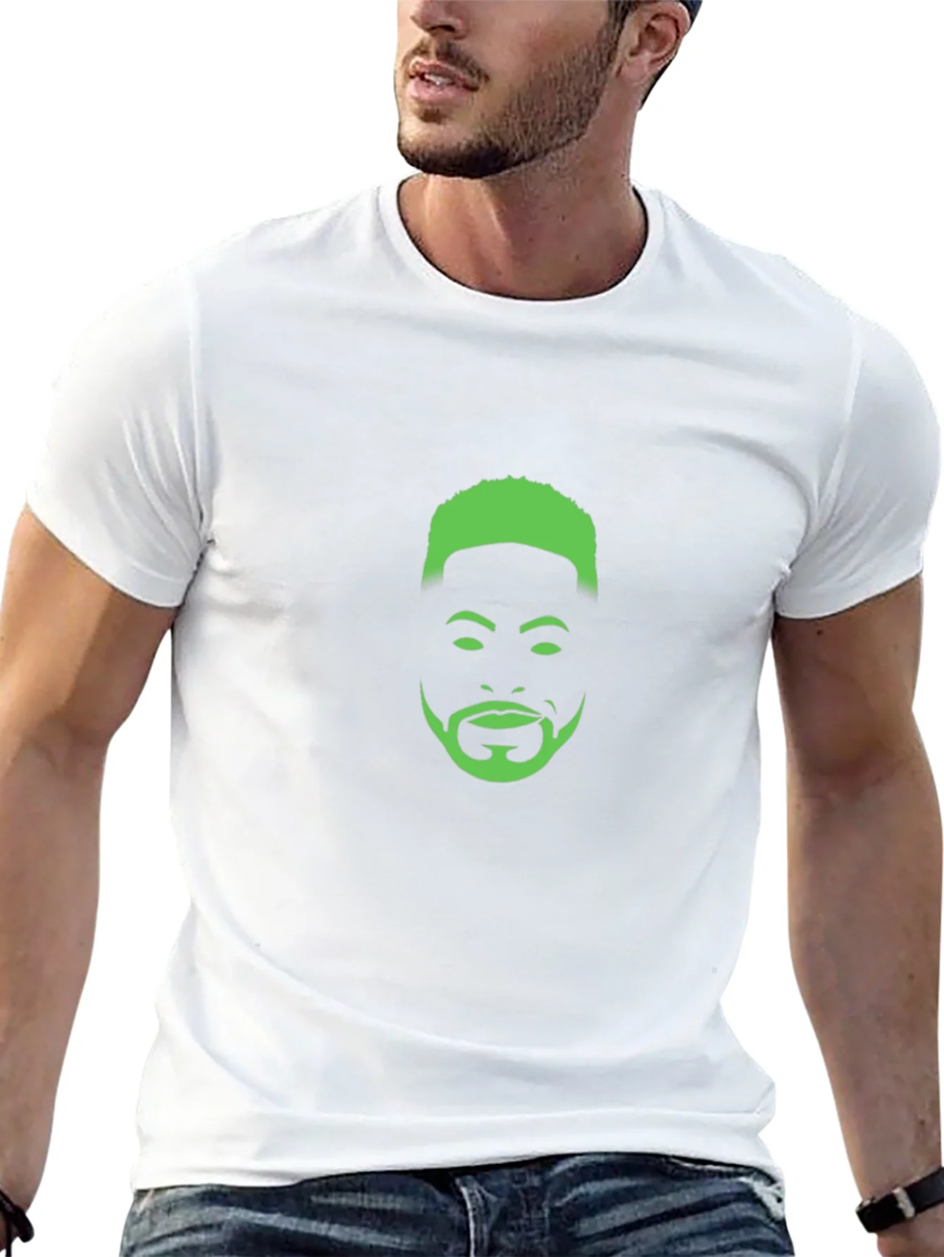 Cool Green Face Graphic Black T-Shirt