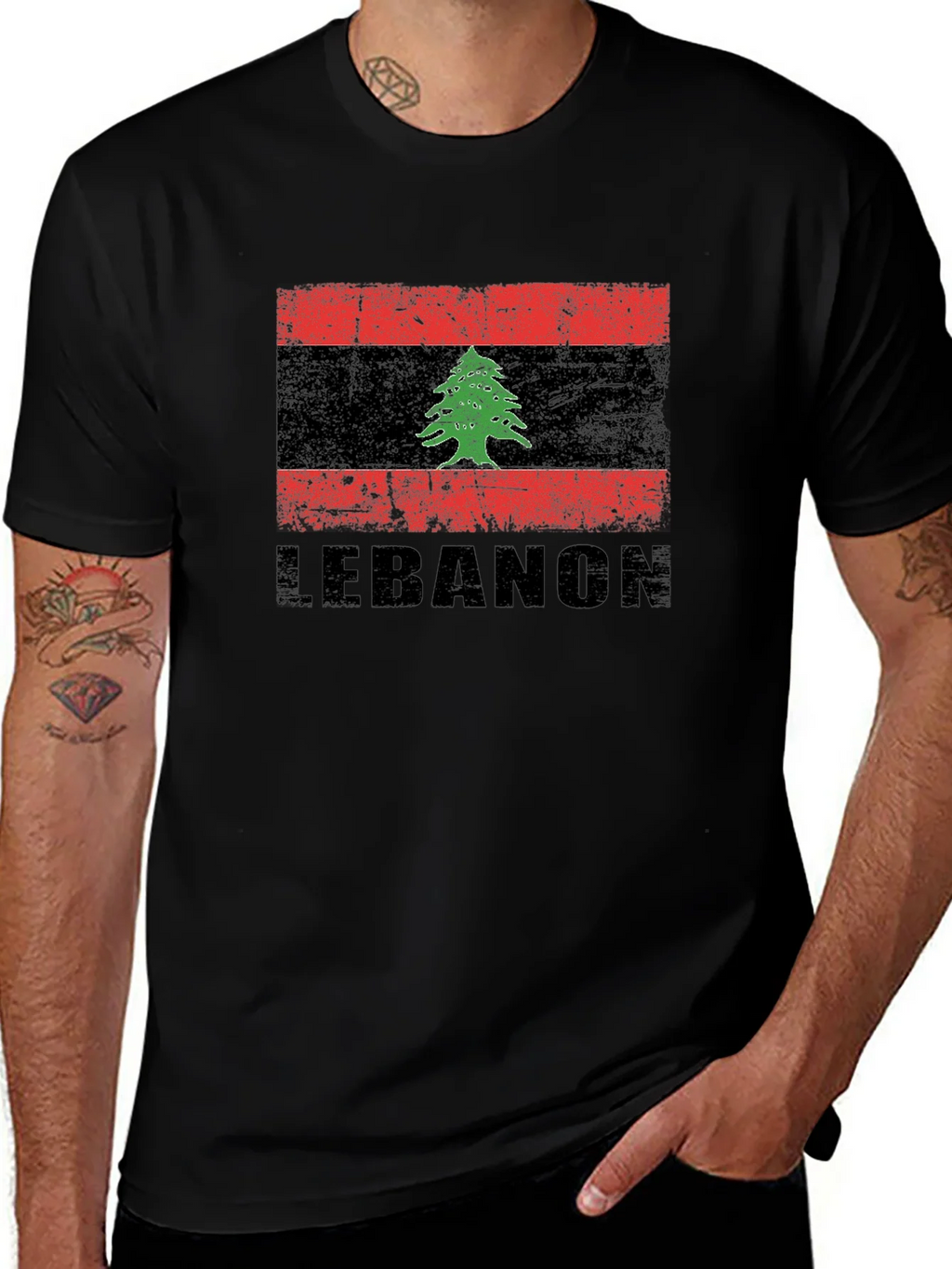 Lebanon Flag T-Shirt - Distressed Design