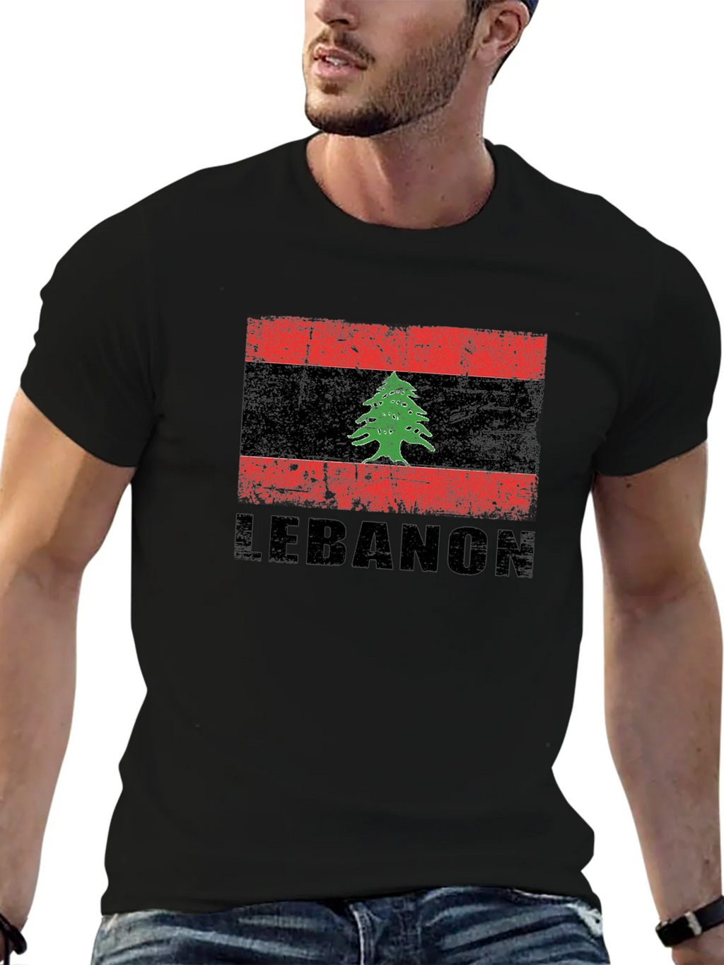 Lebanon Flag T-Shirt - Distressed Design