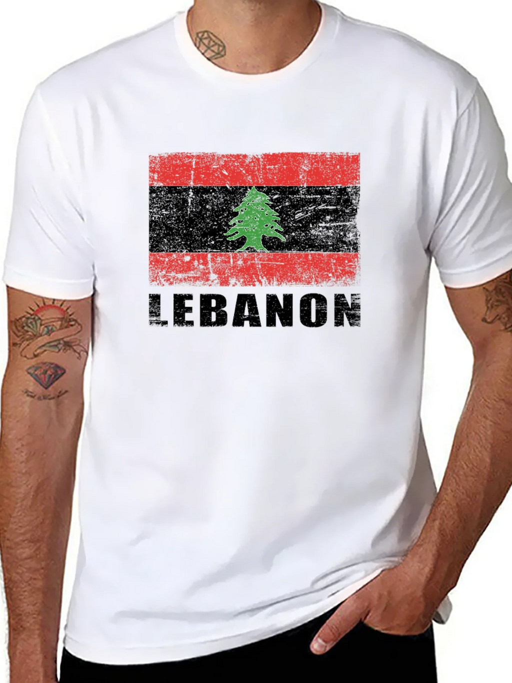 Lebanon Flag T-Shirt - Distressed Design