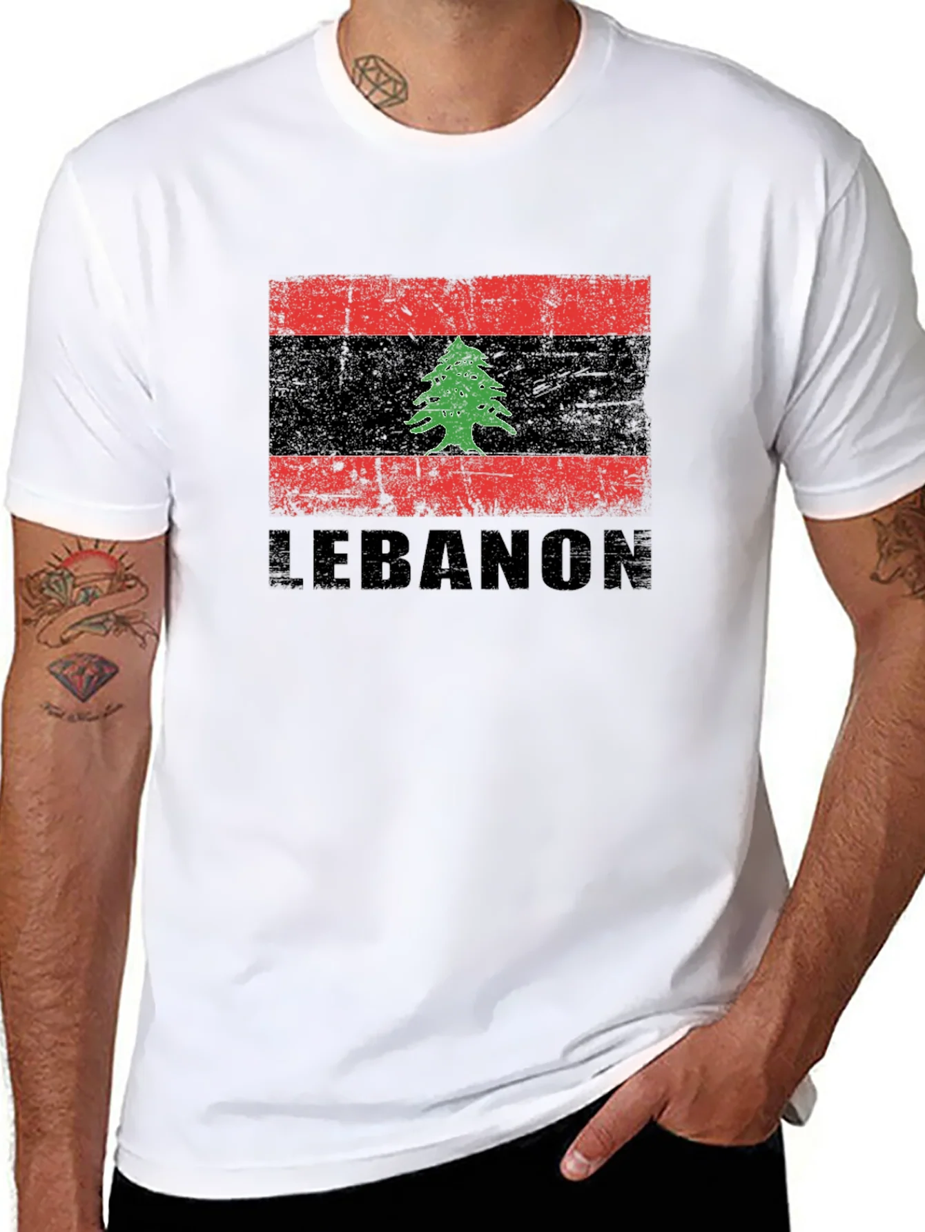 Lebanon Flag T-Shirt - Distressed Design
