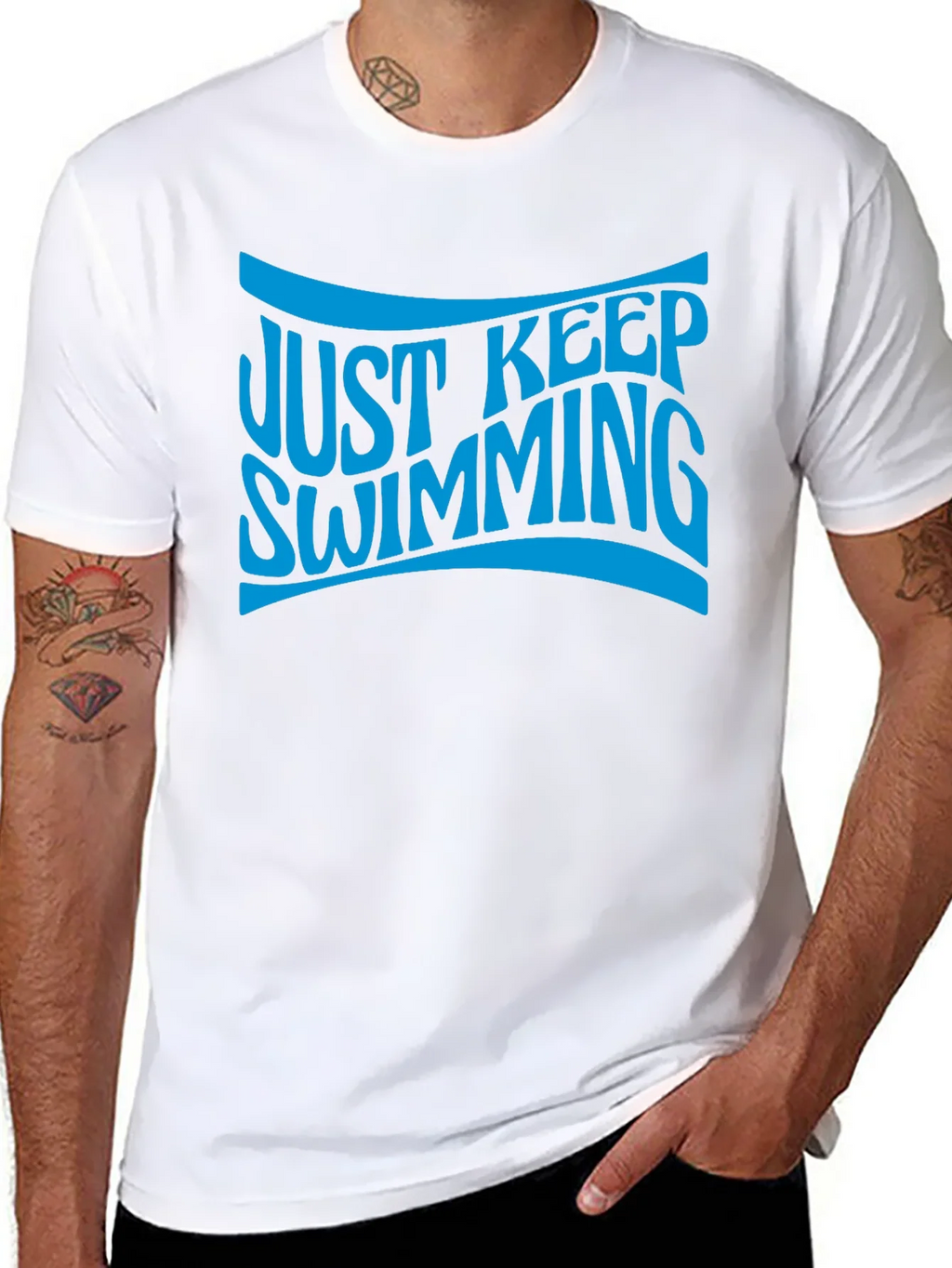 Just Keep Swimming Black Graphic T-Shirt