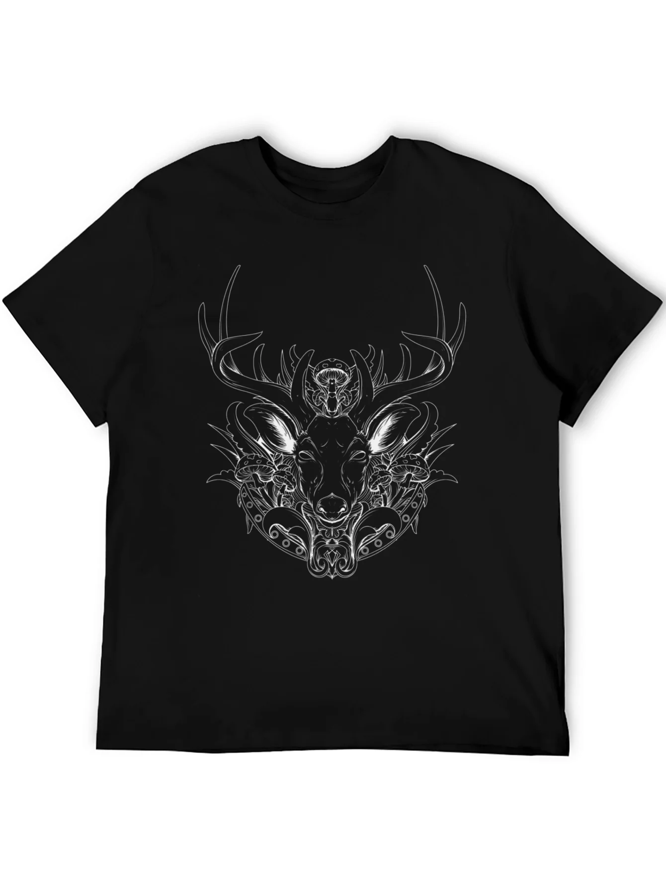 Stag Graphic Black T-Shirt - Unique Animal Design