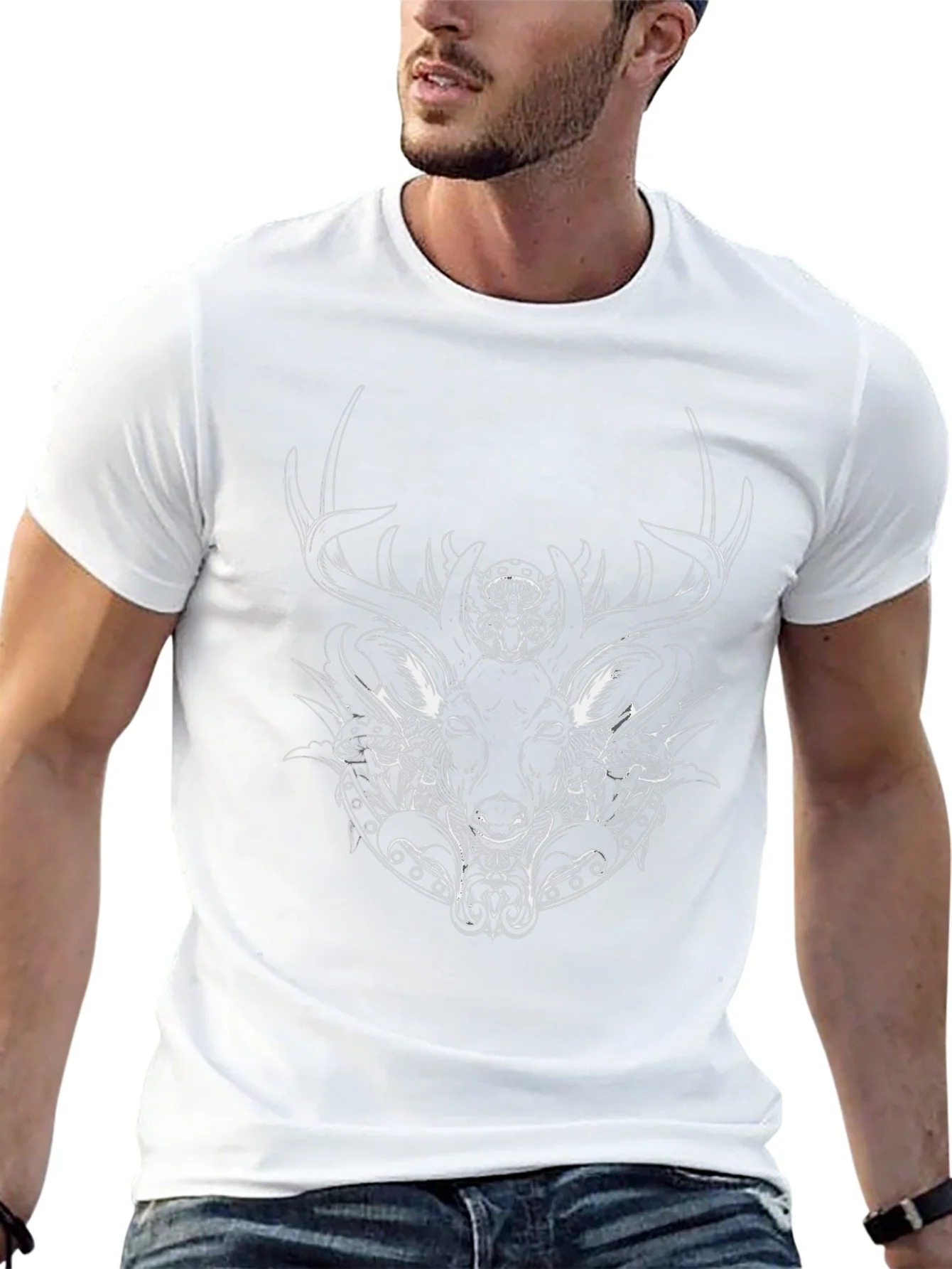 Stag Graphic Black T-Shirt - Unique Animal Design