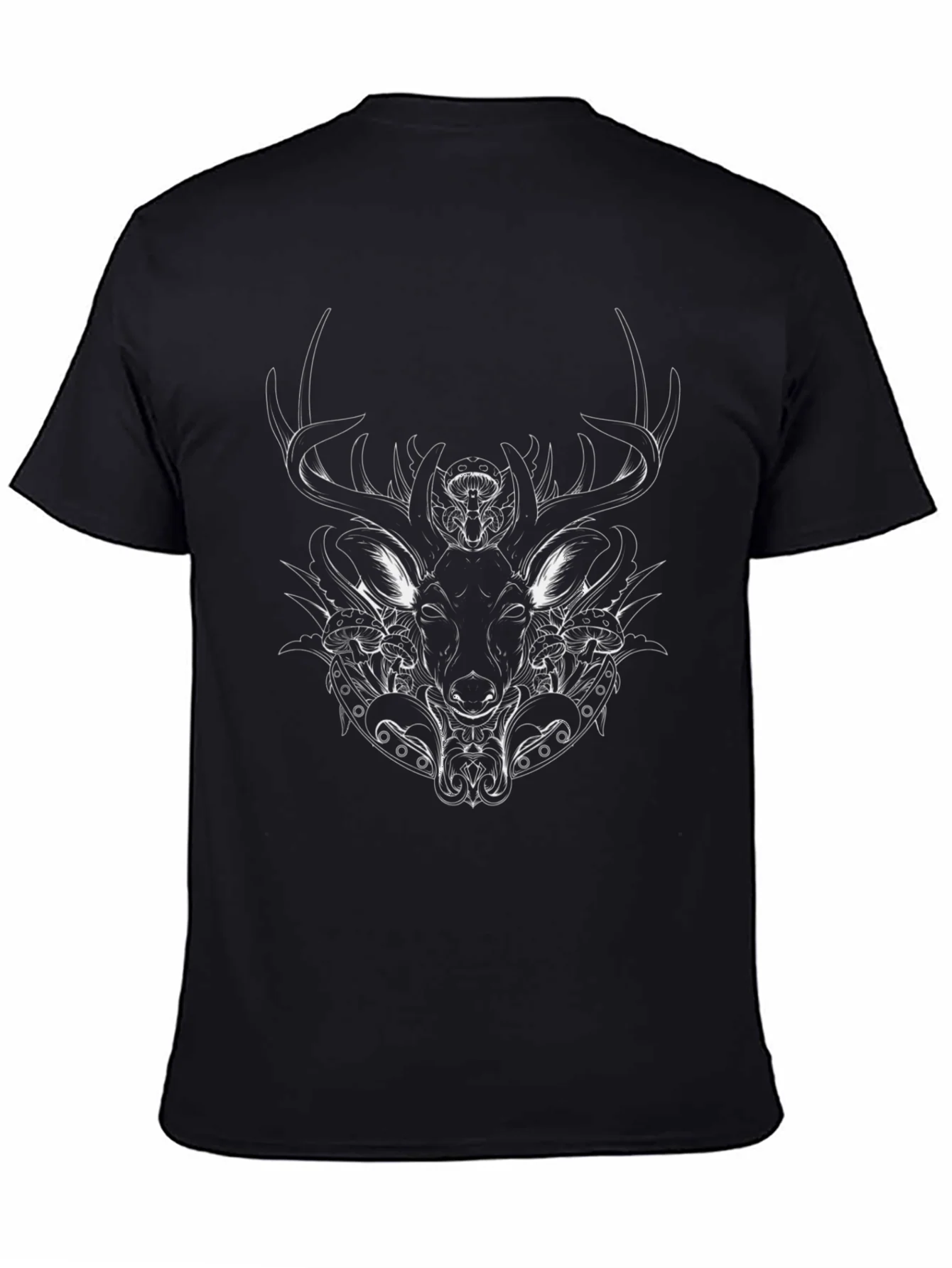 Stag Graphic Black T-Shirt - Unique Animal Design