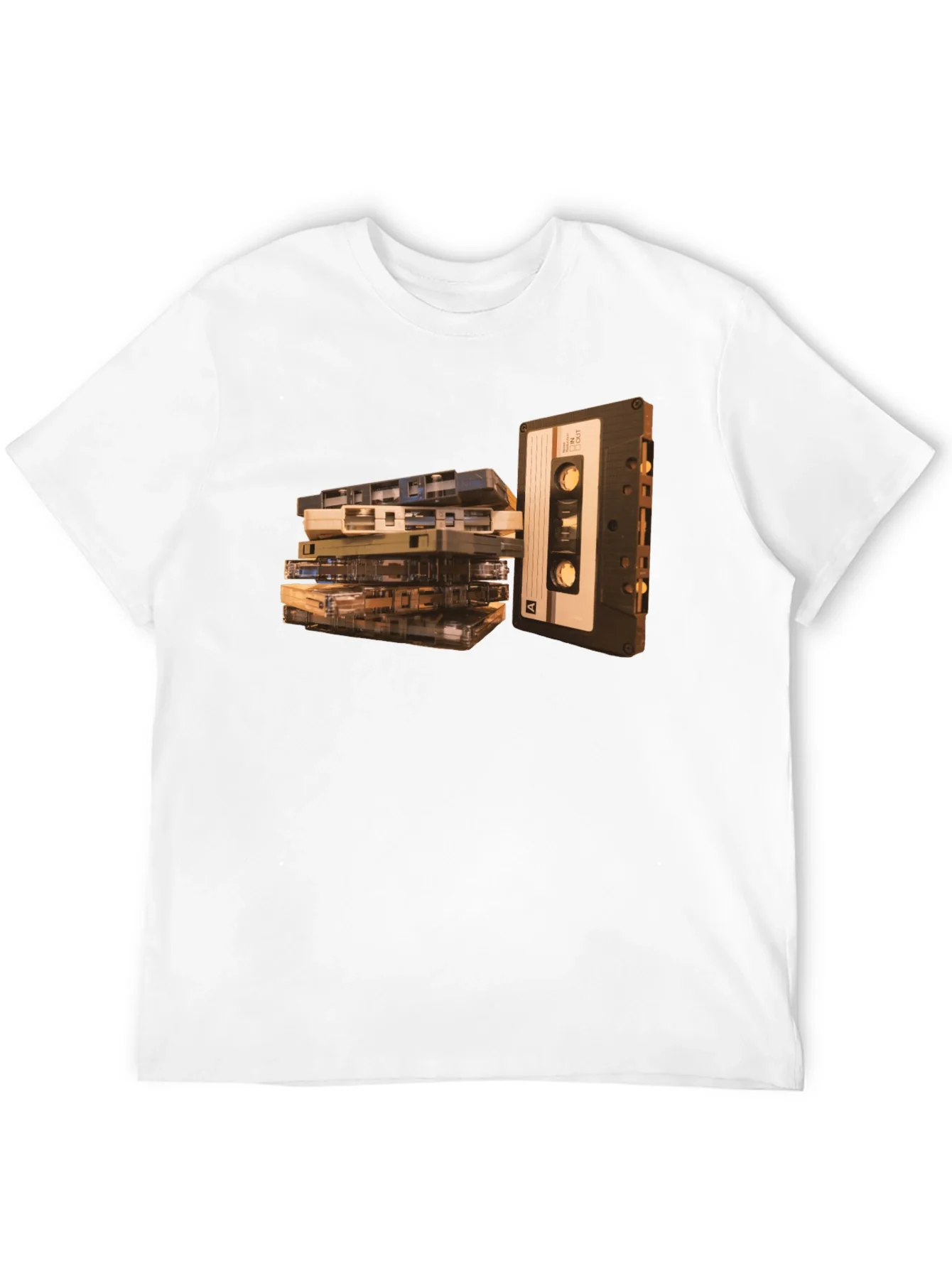 Vintage Cassette Tape Stack Graphic Tee - Retro Music Lover T-Shirt