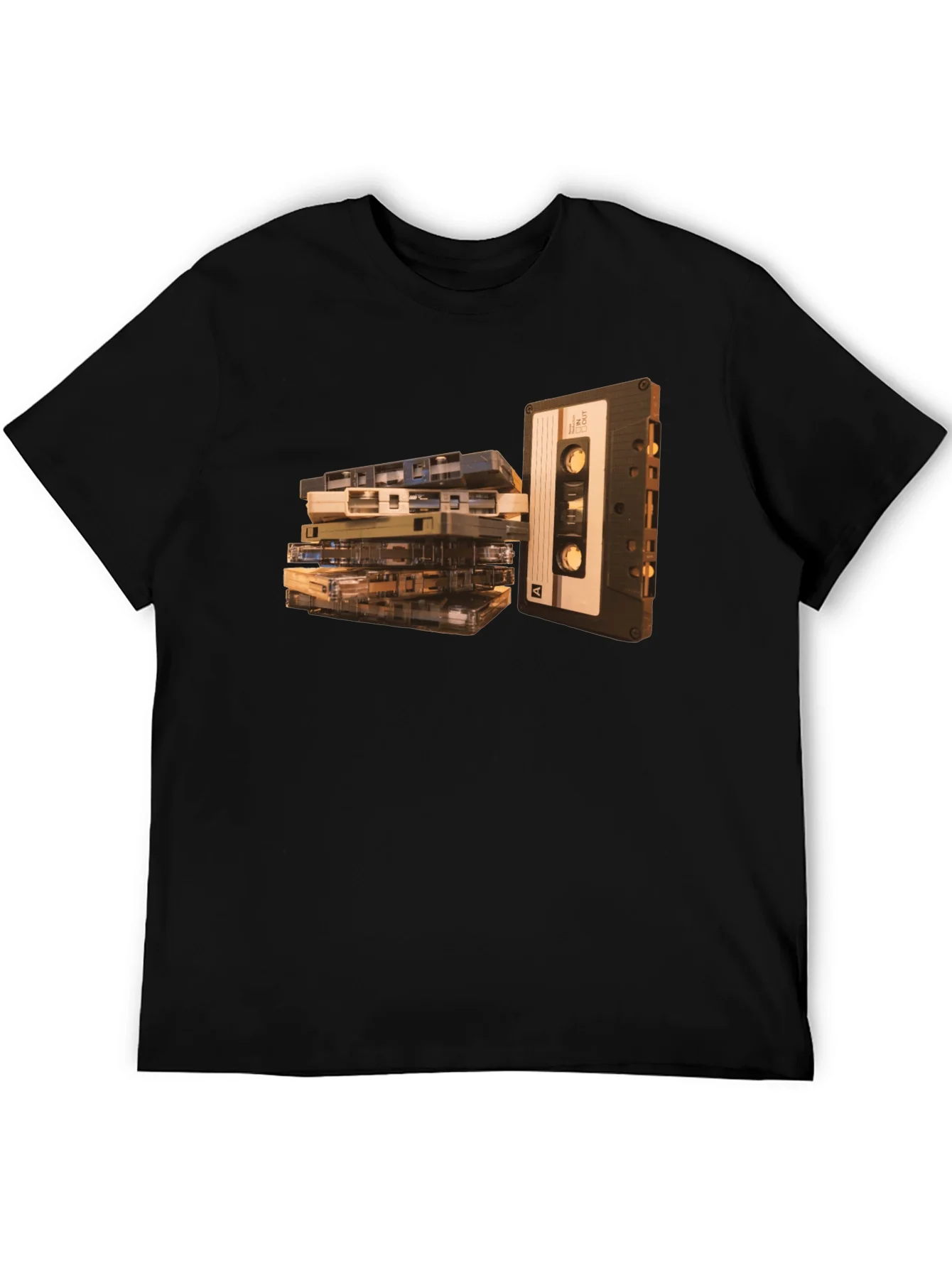 Vintage Cassette Tape Stack Graphic Tee - Retro Music Lover T-Shirt