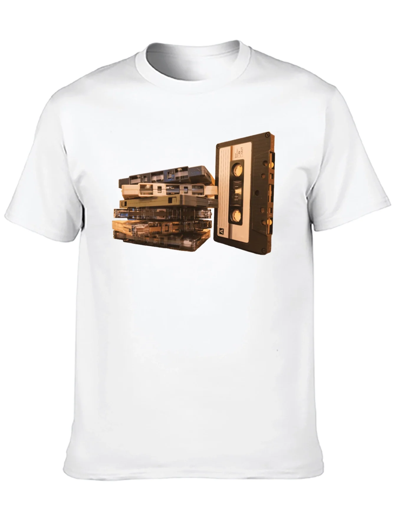 Vintage Cassette Tape Stack Graphic Tee - Retro Music Lover T-Shirt