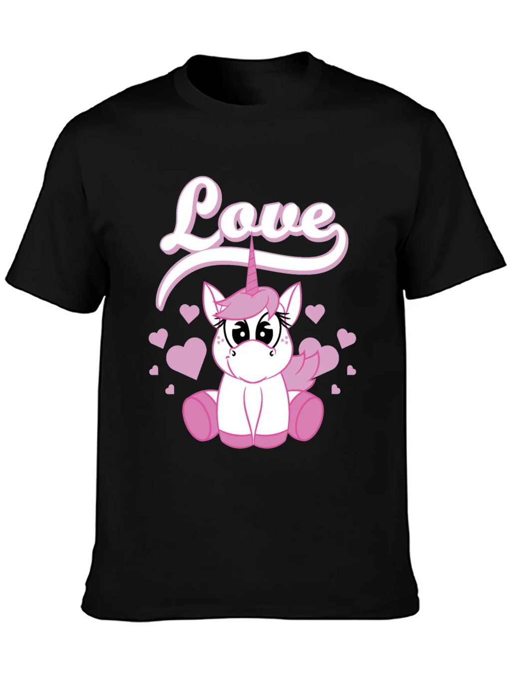 Love Unicorn Graphic Black T-Shirt