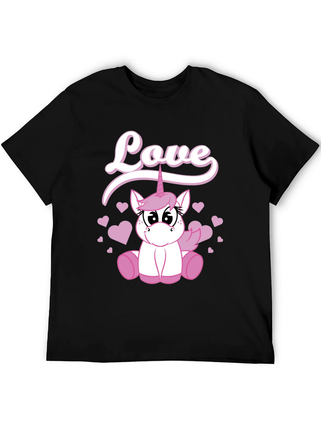 Love Unicorn Graphic Black T-Shirt