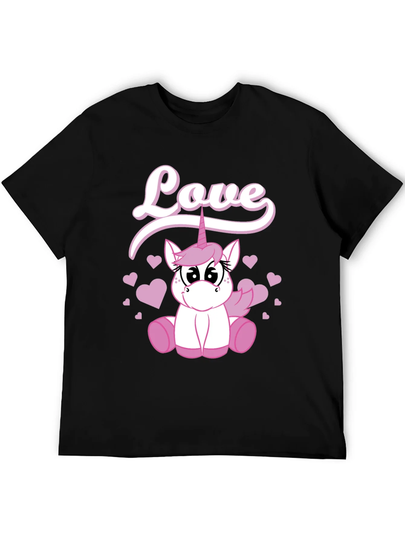 Love Unicorn Graphic Black T-Shirt