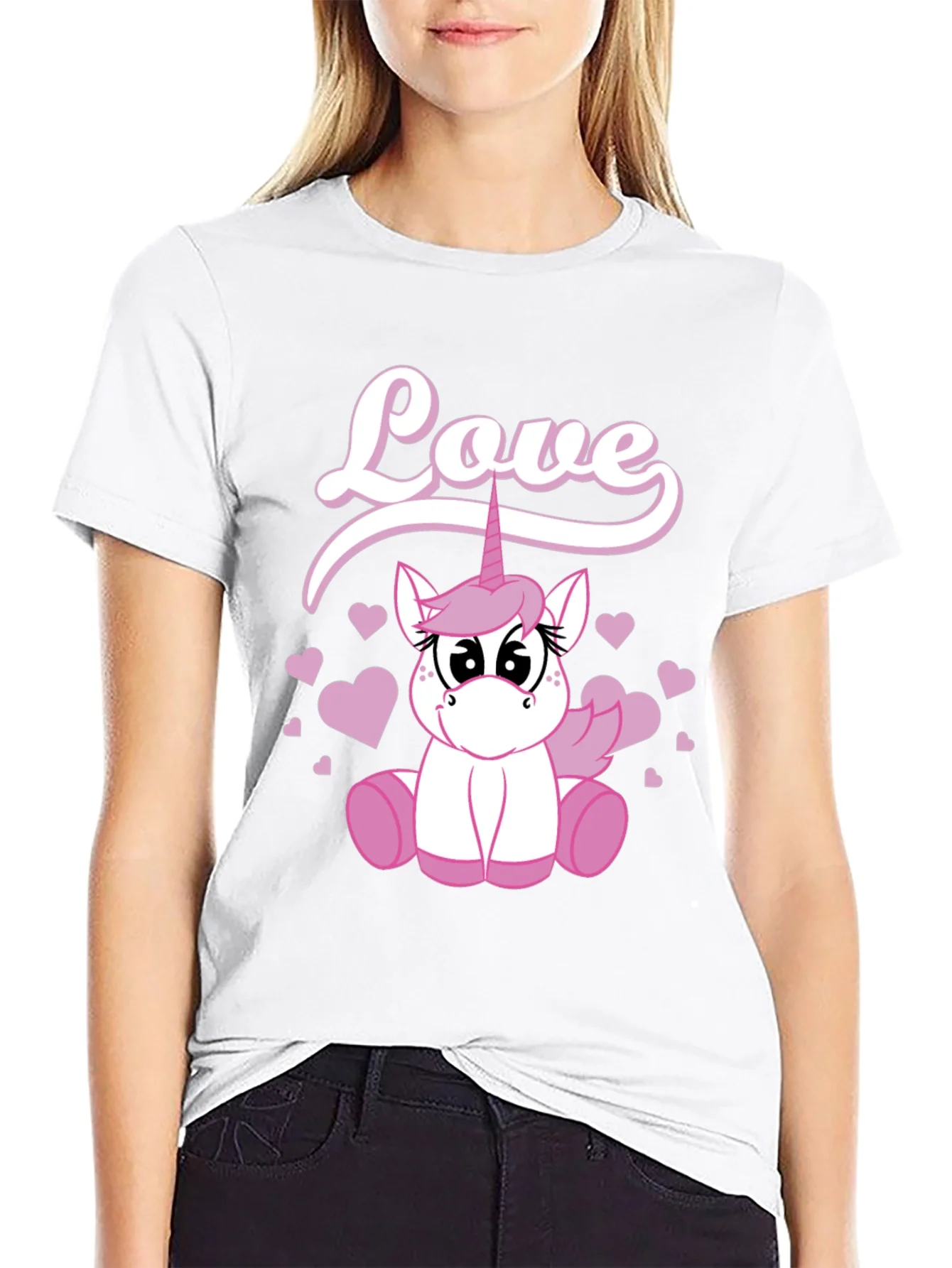 Love Unicorn Graphic Black T-Shirt