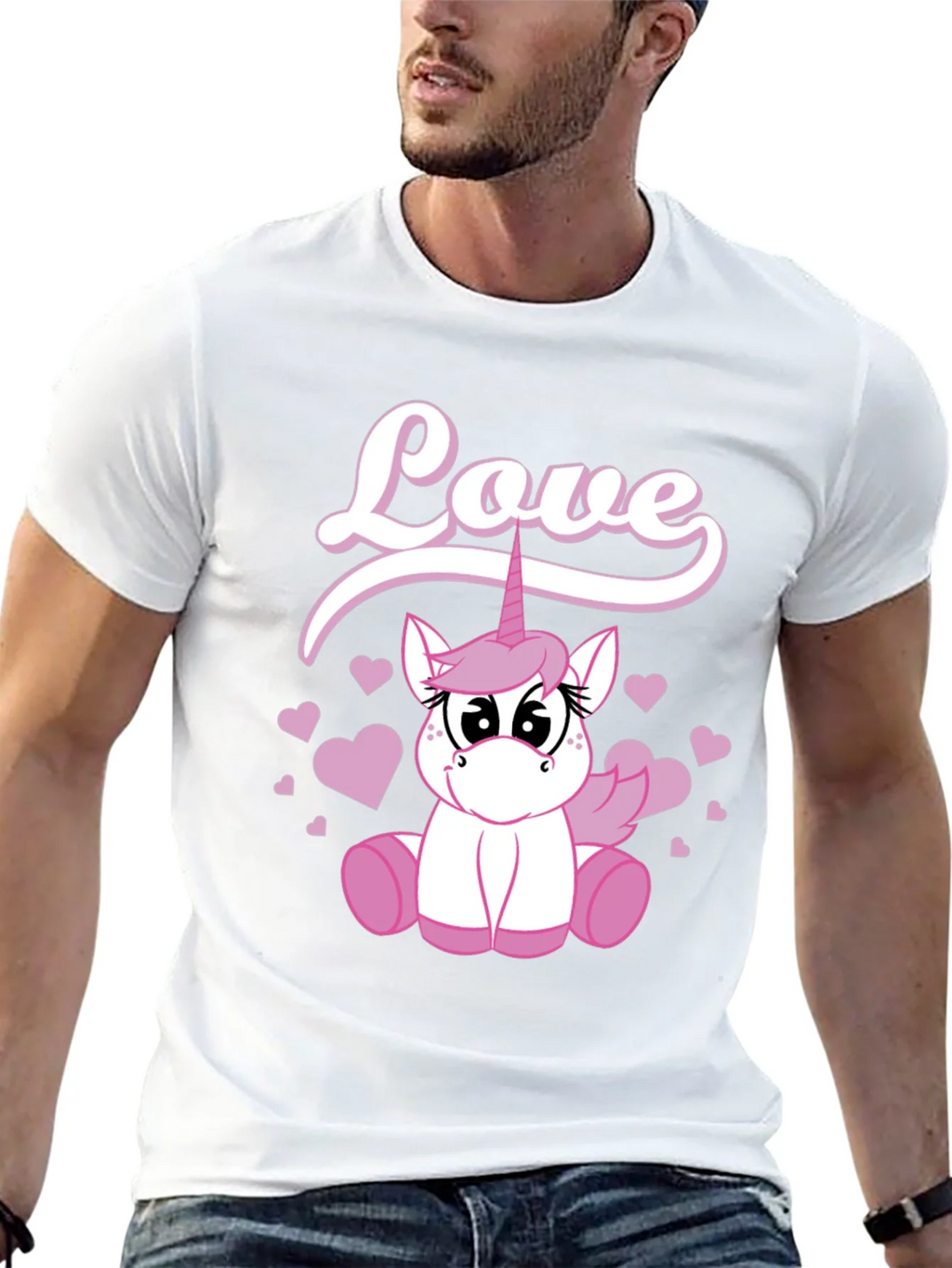 Love Unicorn Graphic Black T-Shirt