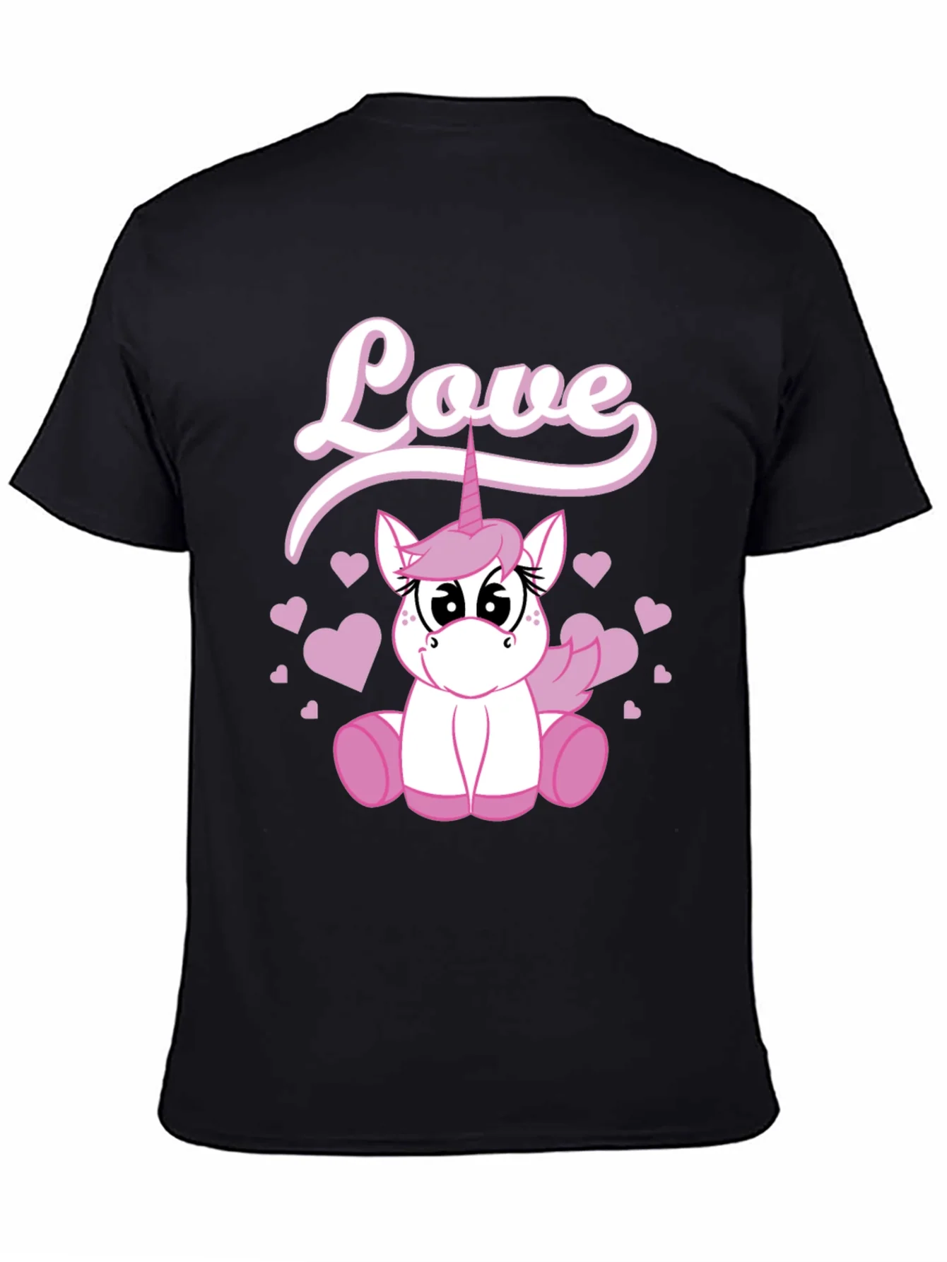 Love Unicorn Graphic Black T-Shirt