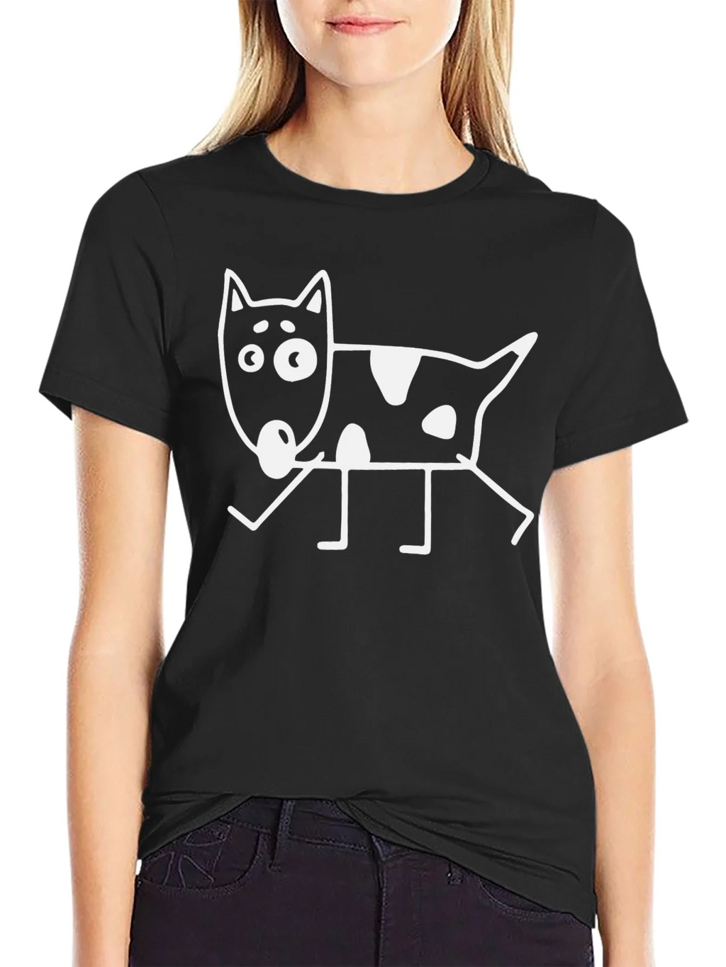 Funny Dog Graphic Black T-Shirt