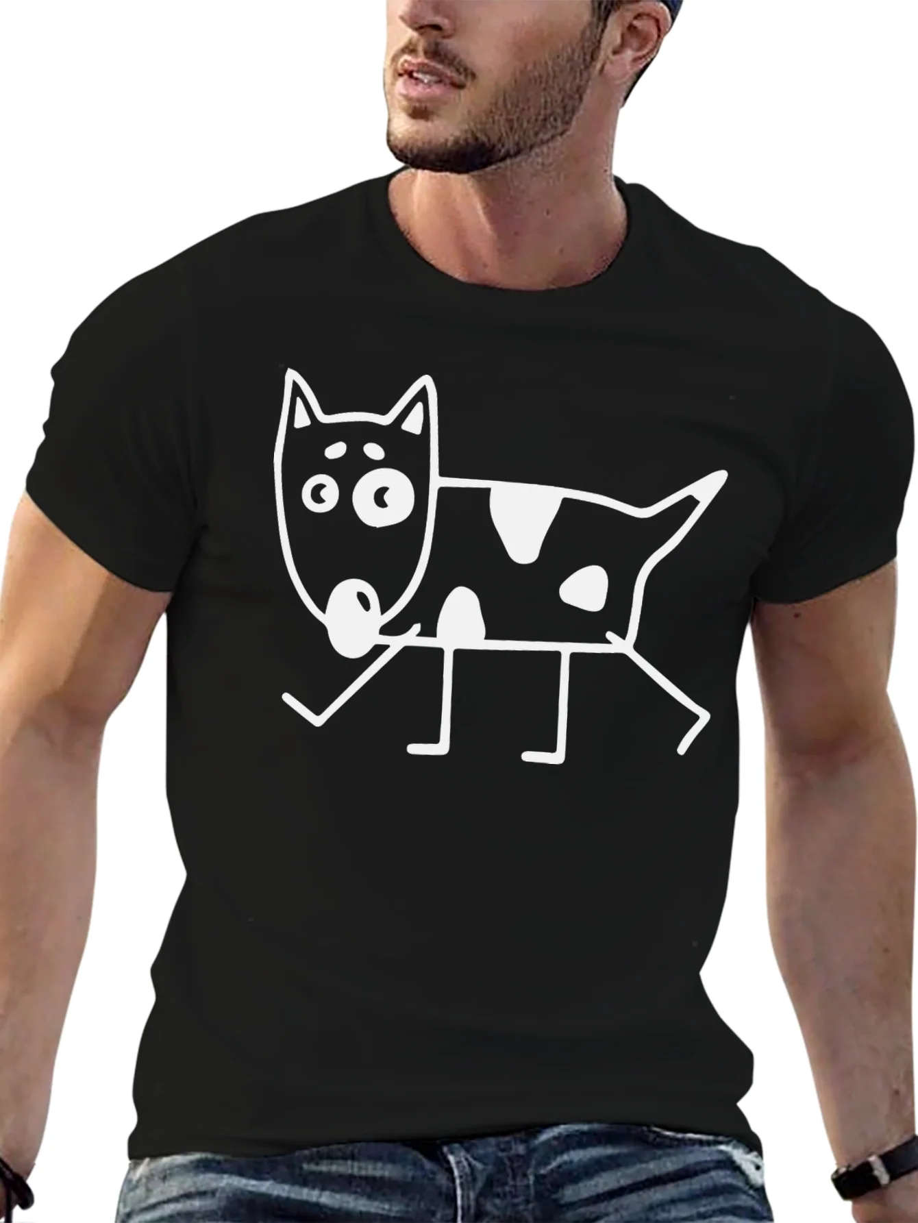Funny Dog Graphic Black T-Shirt