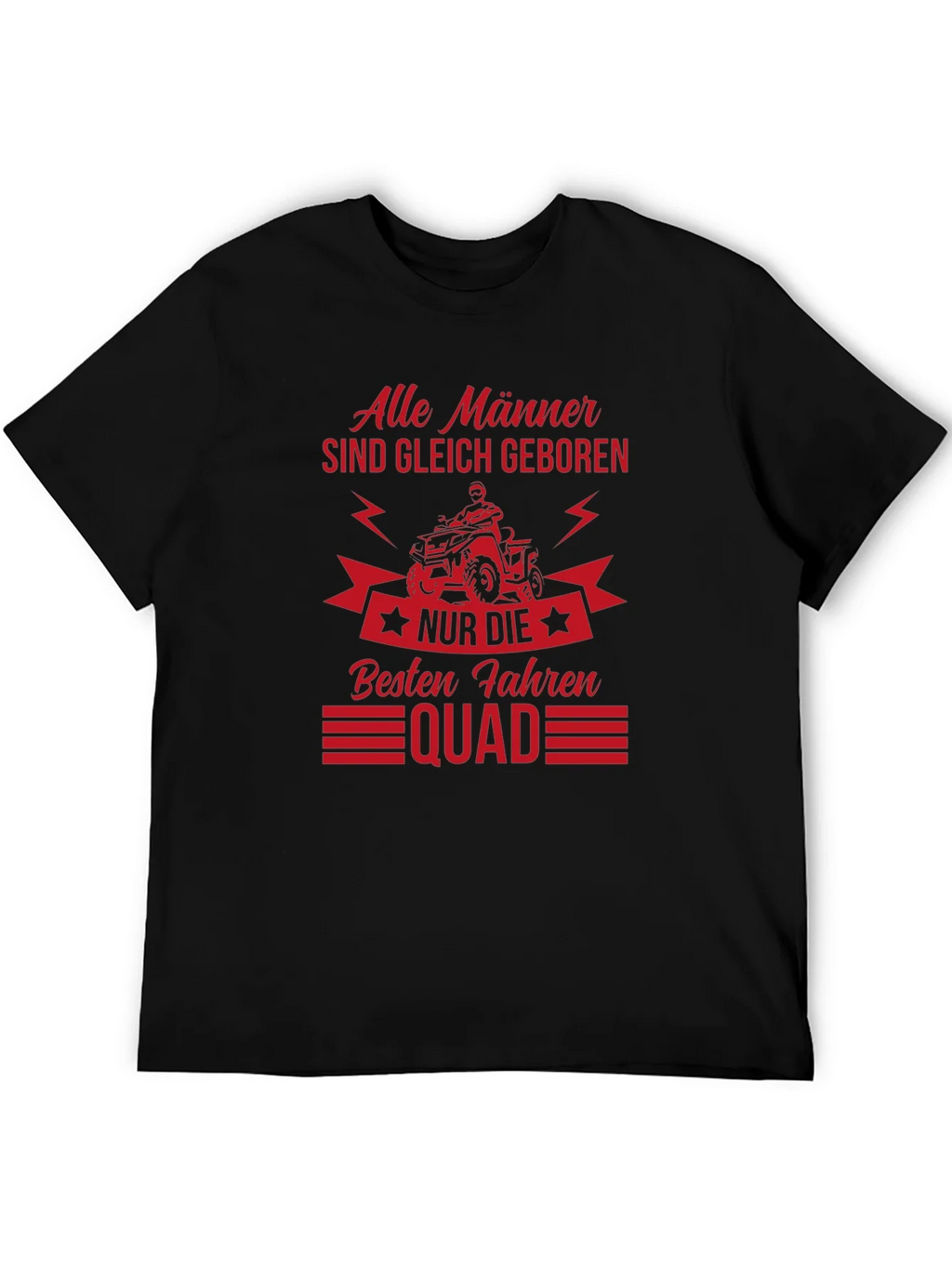 Mens Black T-Shirt - Quad Biker Design