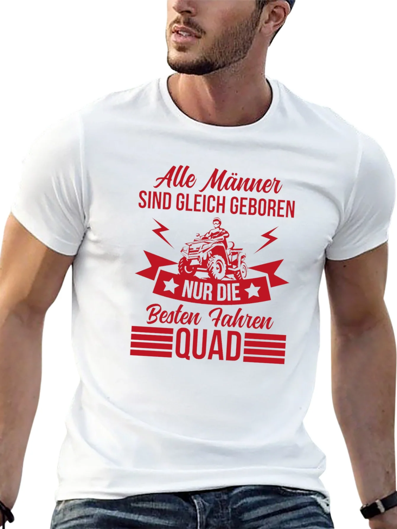 Mens Black T-Shirt - Quad Biker Design