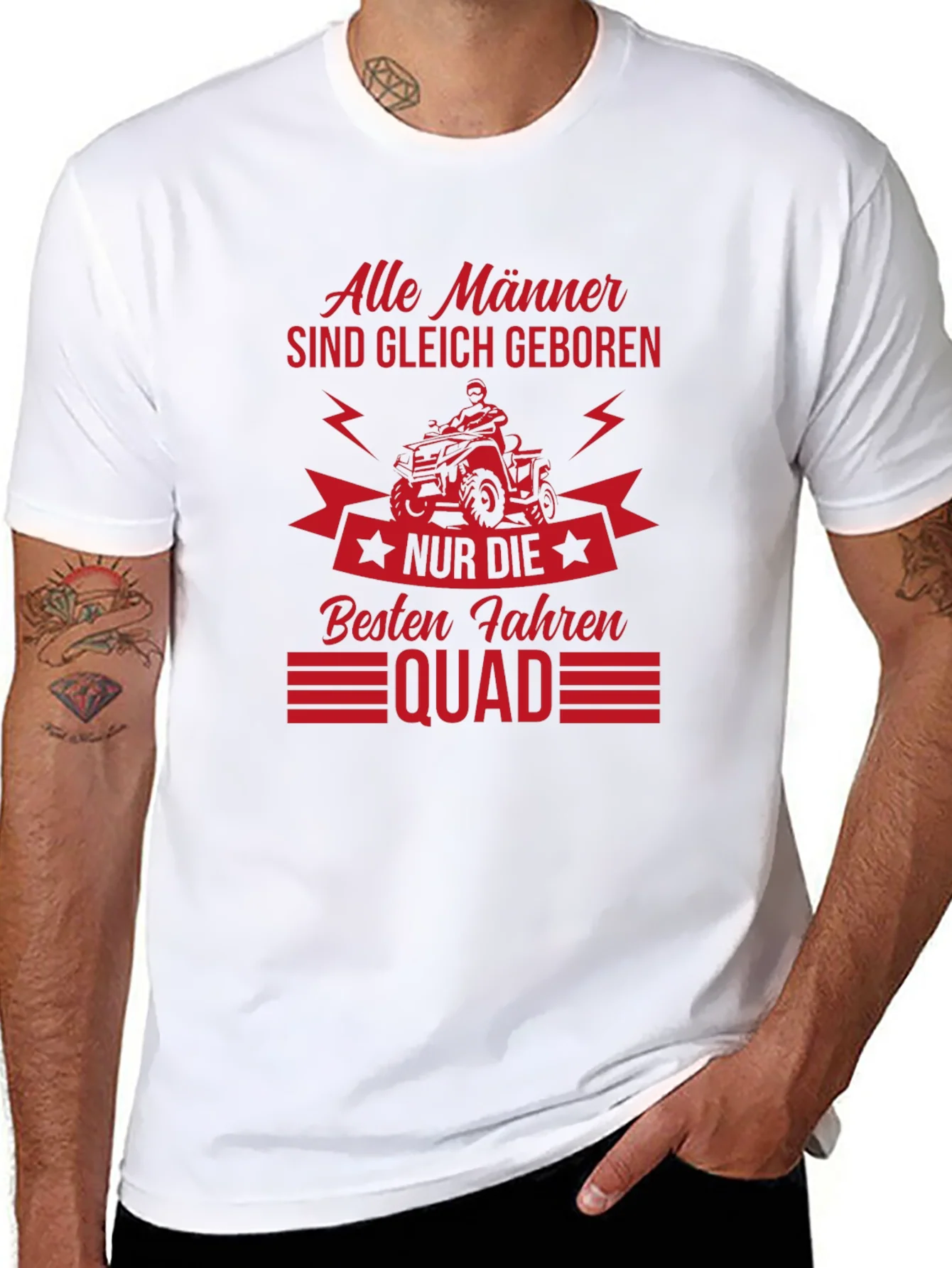 Mens Black T-Shirt - Quad Biker Design