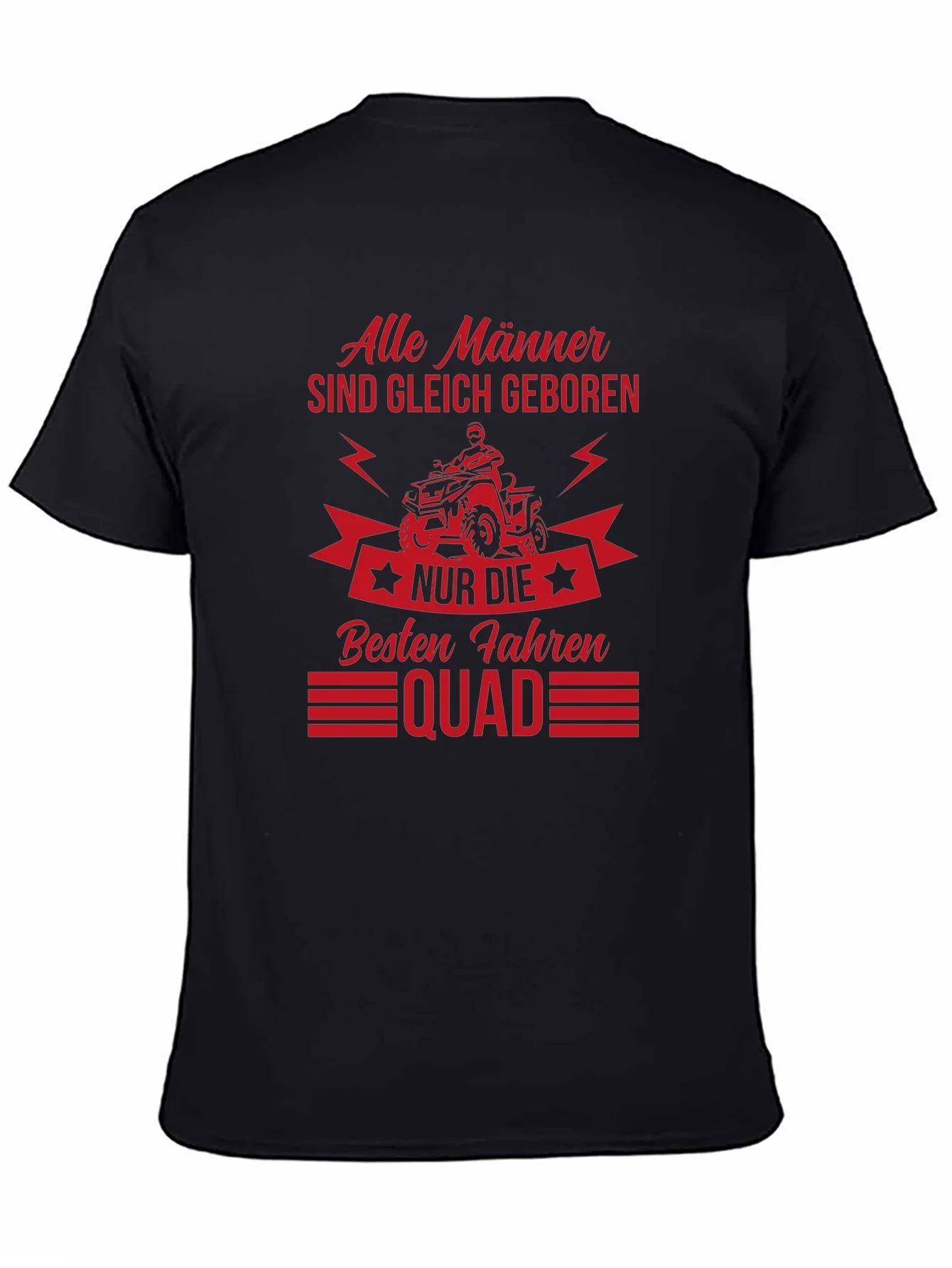 Mens Black T-Shirt - Quad Biker Design