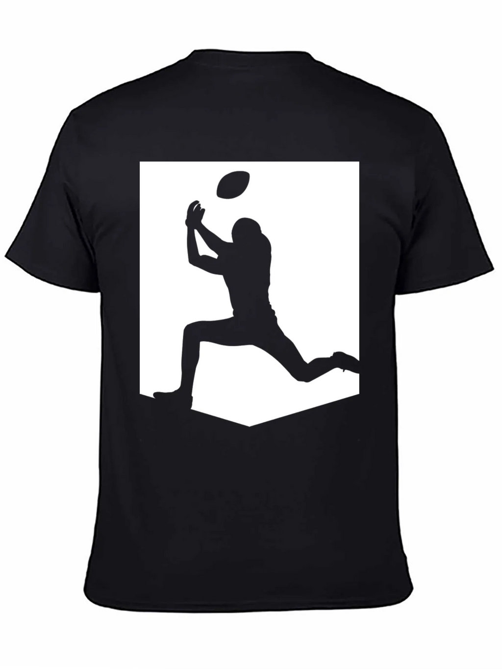 Football Silhouette Graphic Tee - Black Casual Shirt