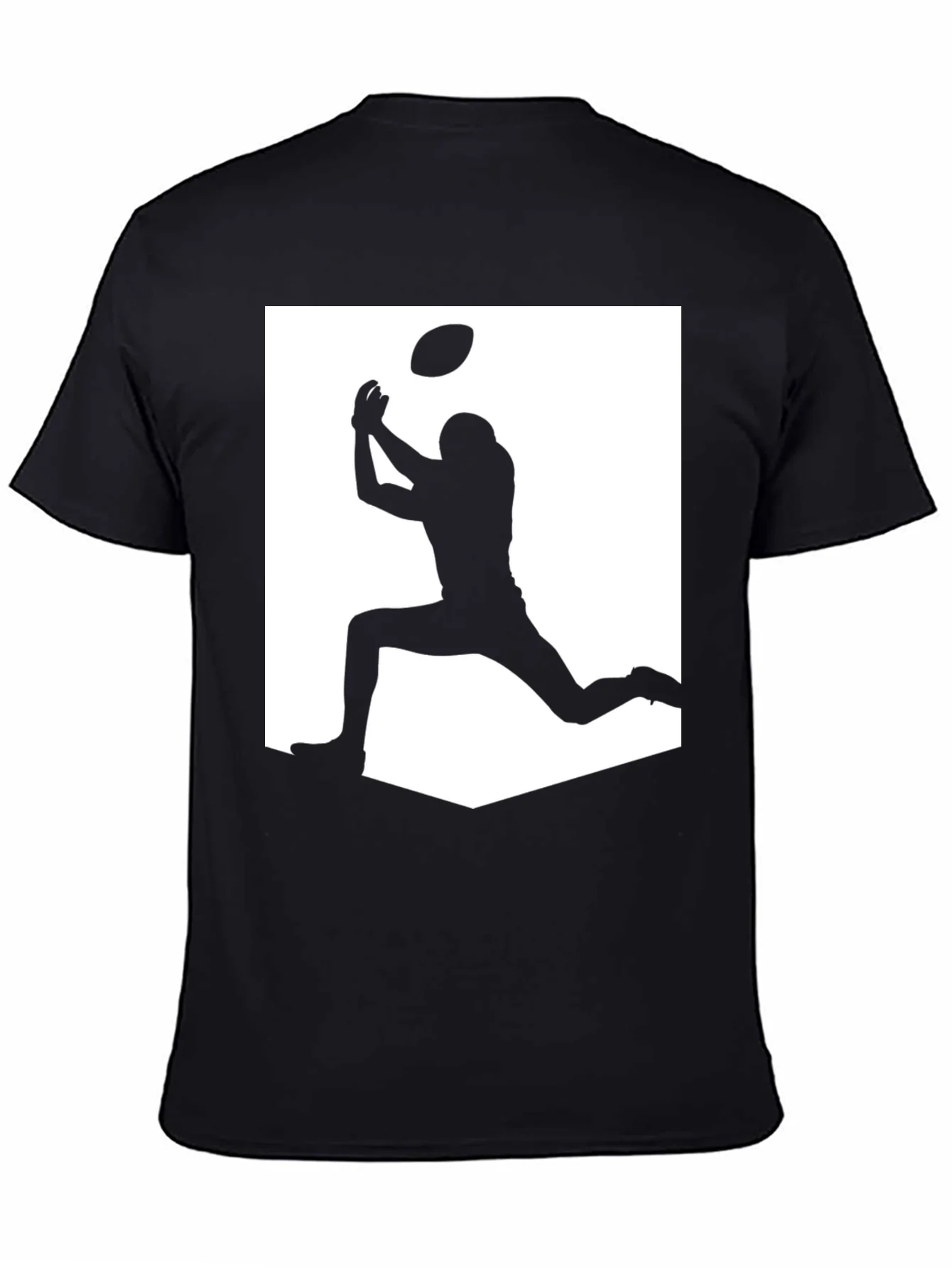 Football Silhouette Graphic Tee - Black Casual Shirt