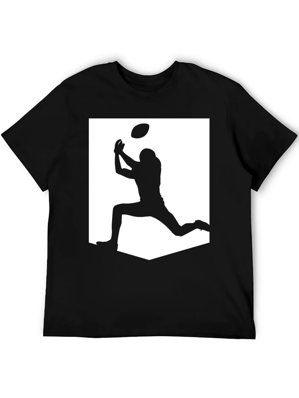 Football Silhouette Graphic Tee - Black Casual Shirt