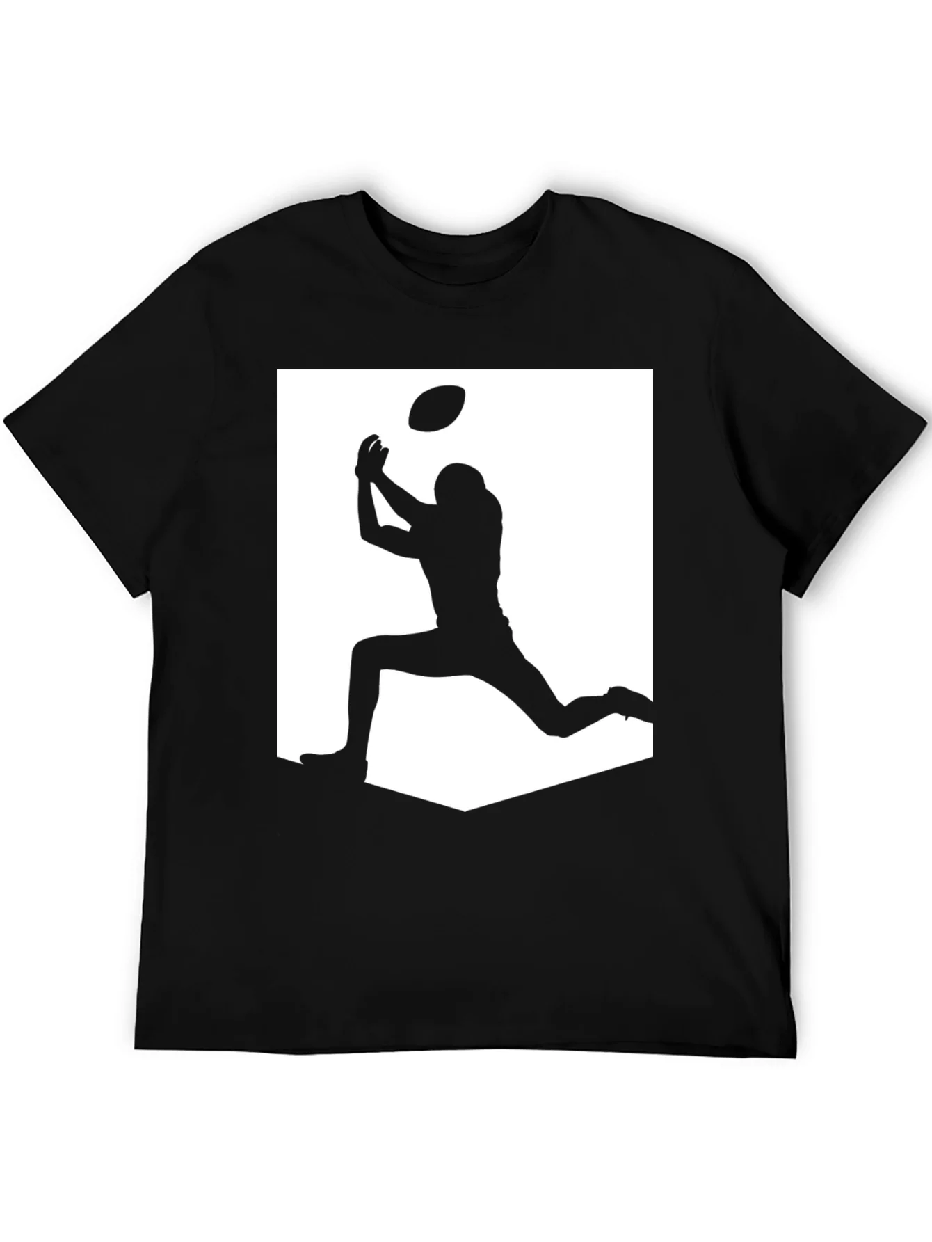 Football Silhouette Graphic Tee - Black Casual Shirt