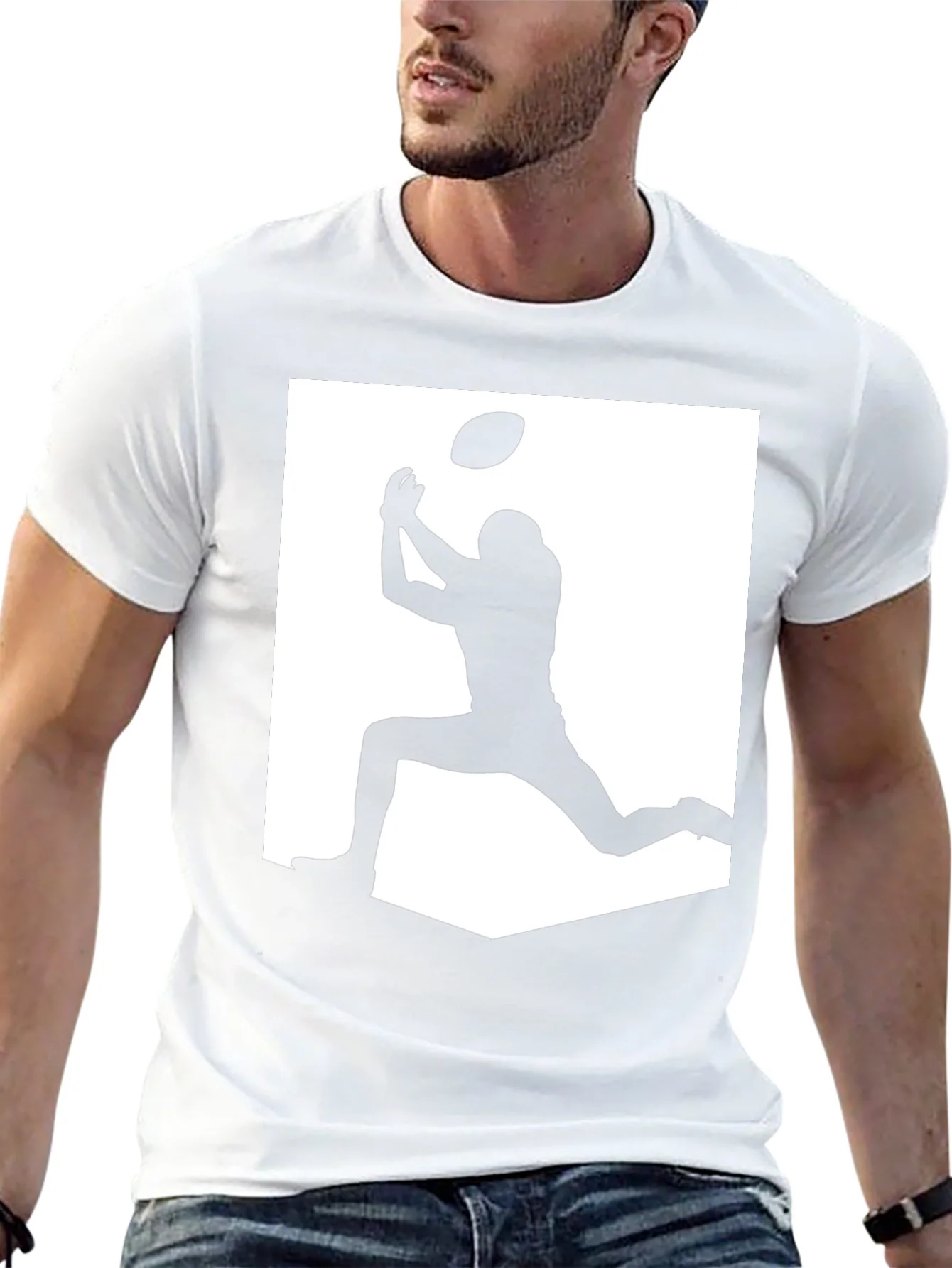 Football Silhouette Graphic Tee - Black Casual Shirt