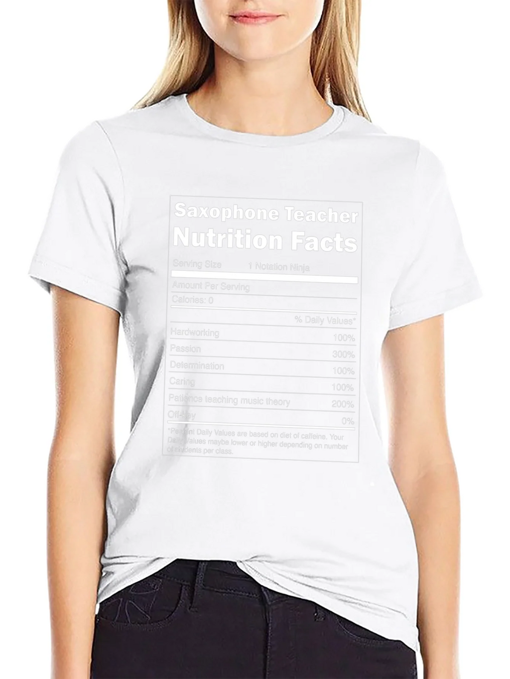 Saxophone Teacher Nutrition Facts Black T-Shirt