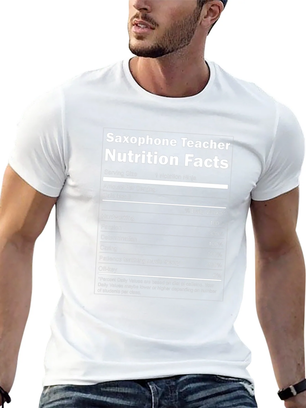 Saxophone Teacher Nutrition Facts Black T-Shirt