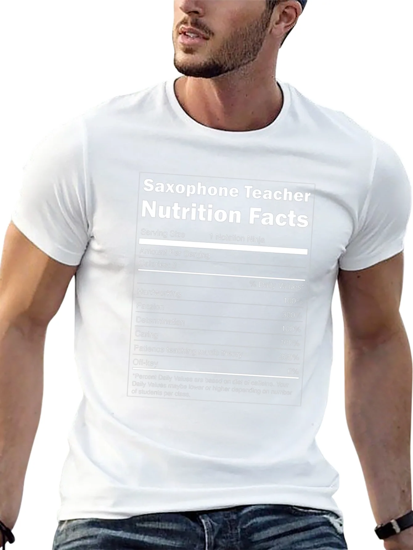 Saxophone Teacher Nutrition Facts Black T-Shirt