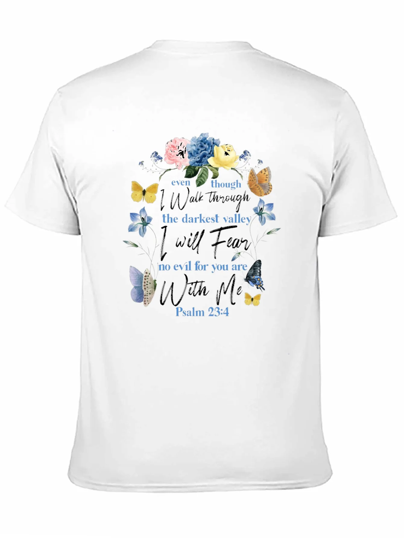 Floral Psalm 23:4 T-Shirt - Christian Scripture Tee