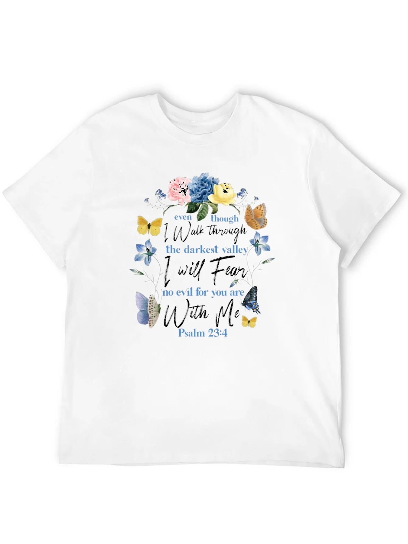 Floral Psalm 23:4 T-Shirt - Christian Scripture Tee