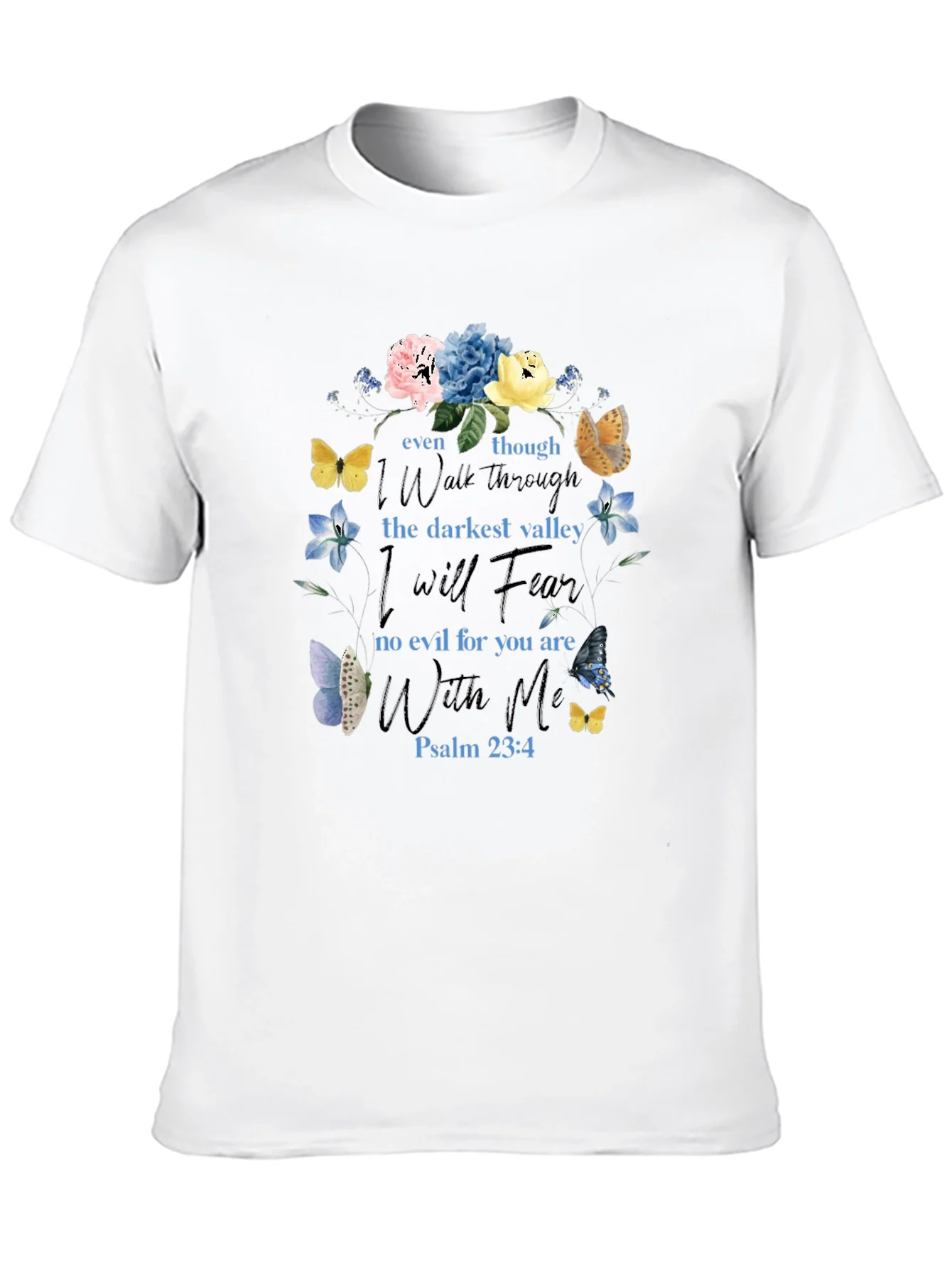 Floral Psalm 23:4 T-Shirt - Christian Scripture Tee