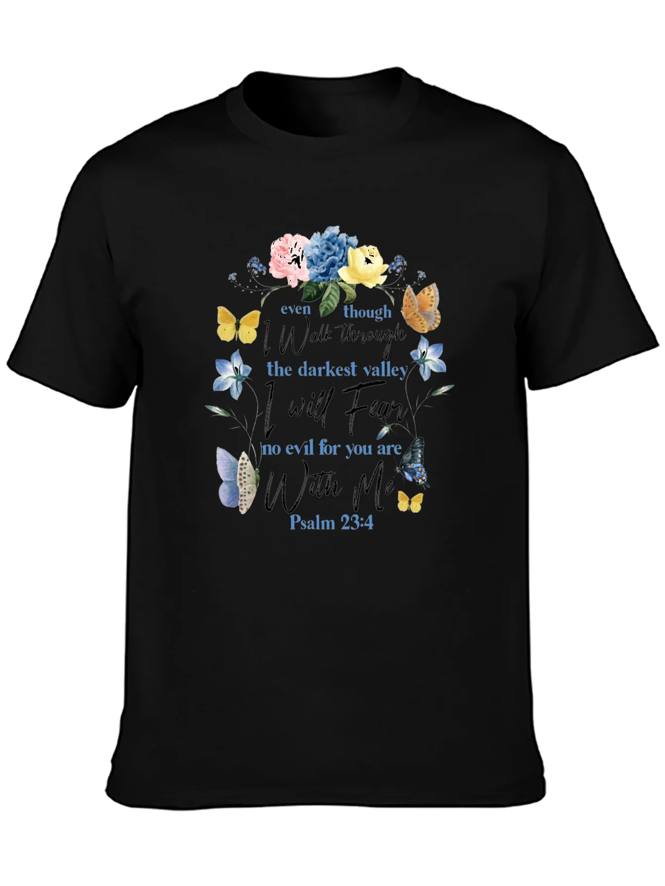Floral Psalm 23:4 T-Shirt - Christian Scripture Tee