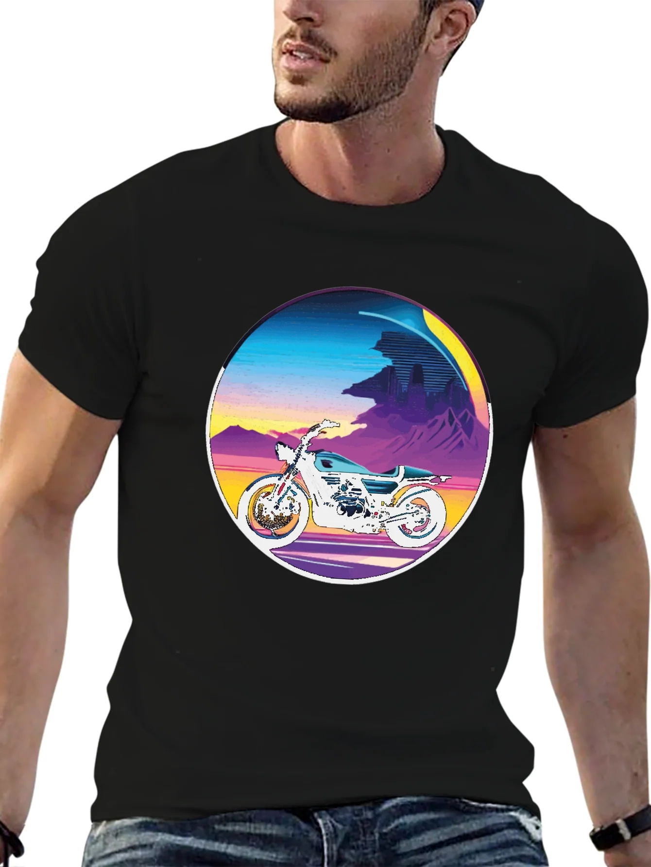 Retro Motorcycle Graphic Tee - Vintage Style