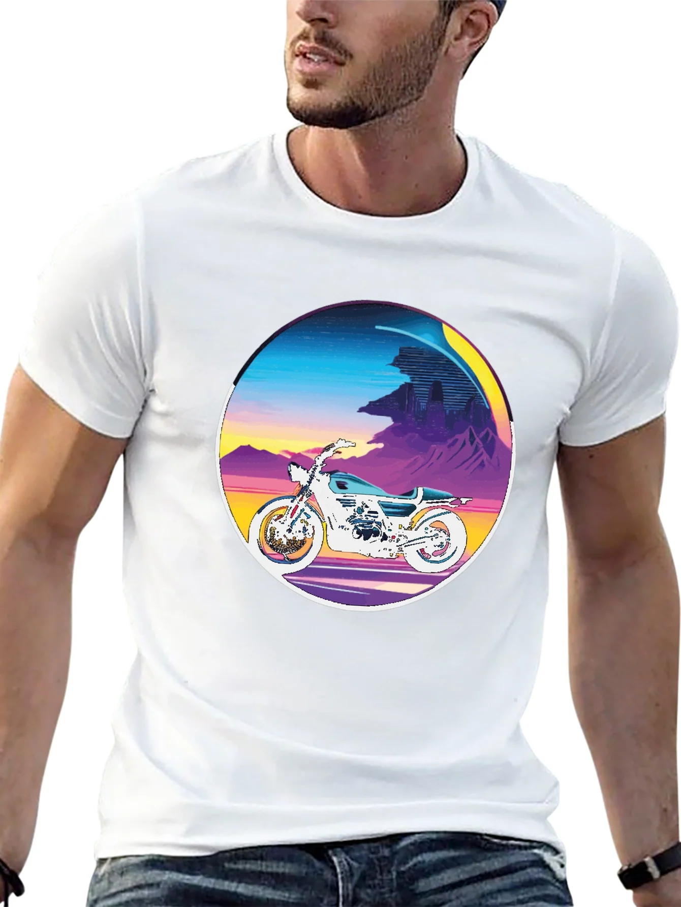 Retro Motorcycle Graphic Tee - Vintage Style