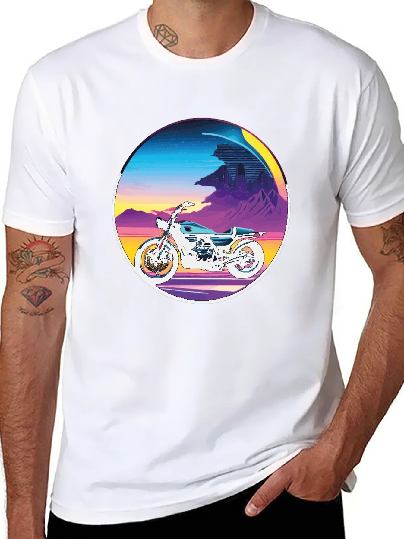Retro Motorcycle Graphic Tee - Vintage Style