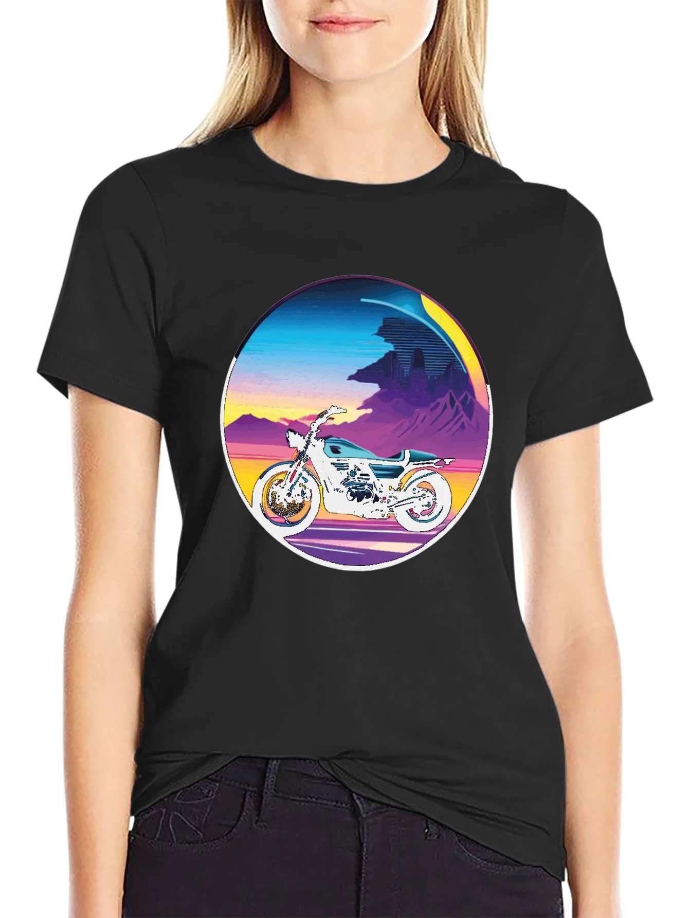 Retro Motorcycle Graphic Tee - Vintage Style