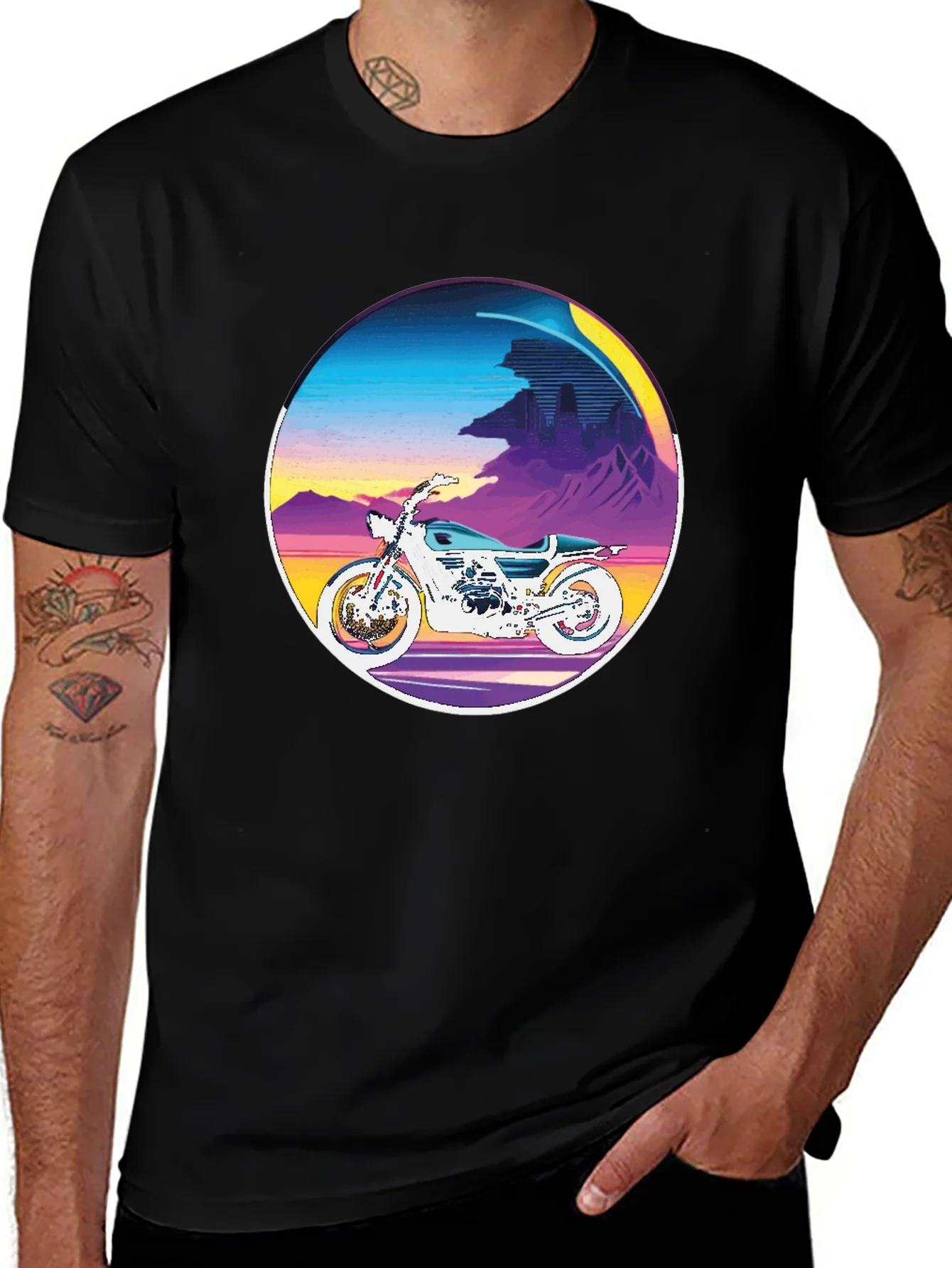 Retro Motorcycle Graphic Tee - Vintage Style