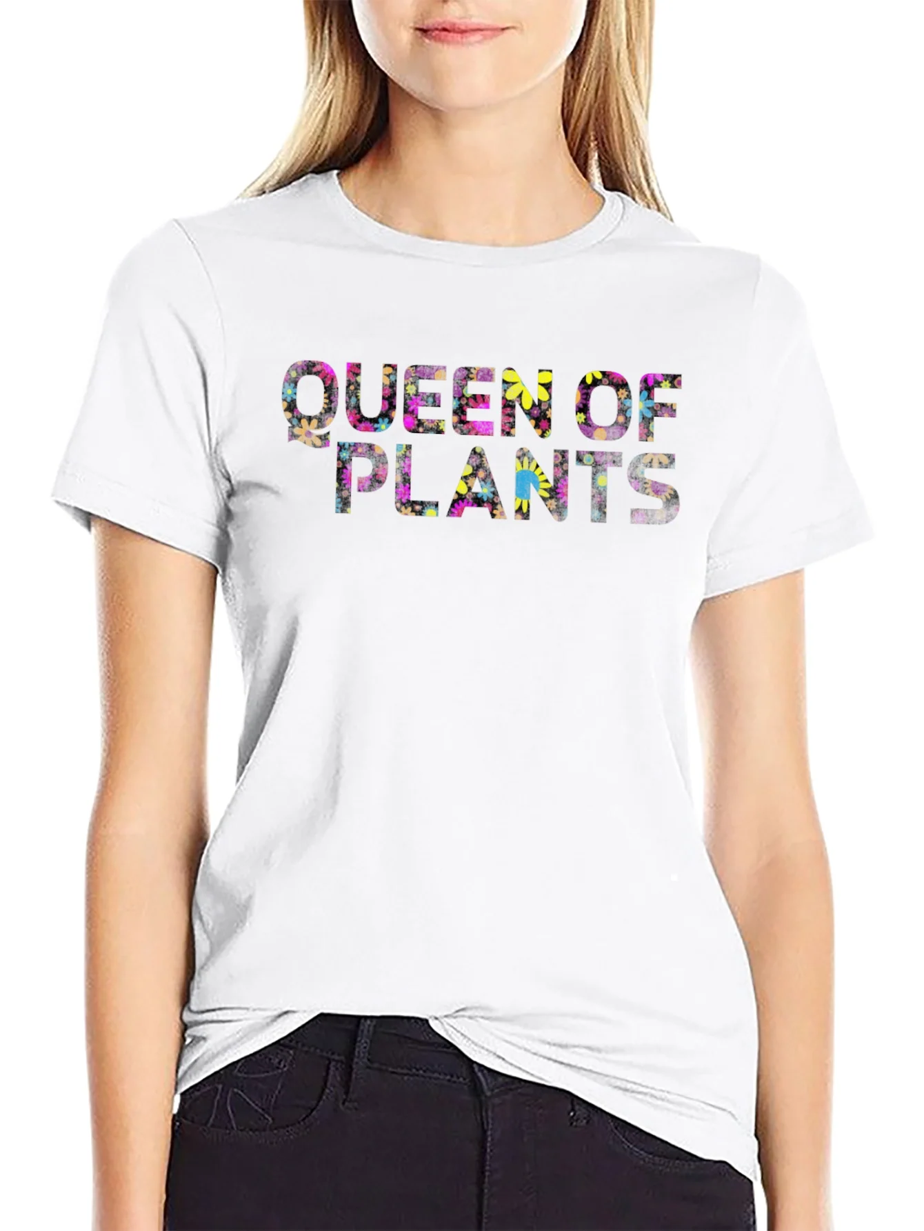 Queen of Plants Floral Graphic Black T-Shirt